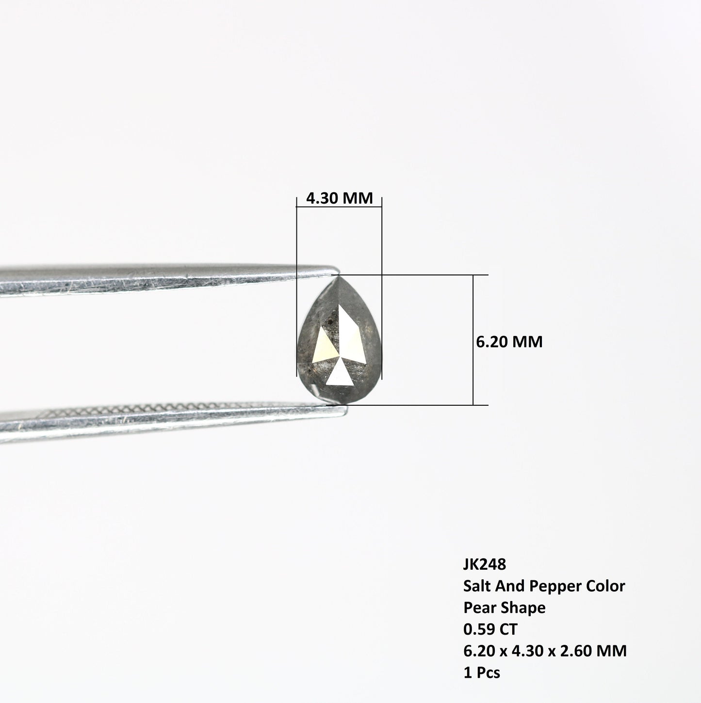 0.59 CT Salt And Pepper Diamond Pear Dainty RingFor Gold Ring Diamonds