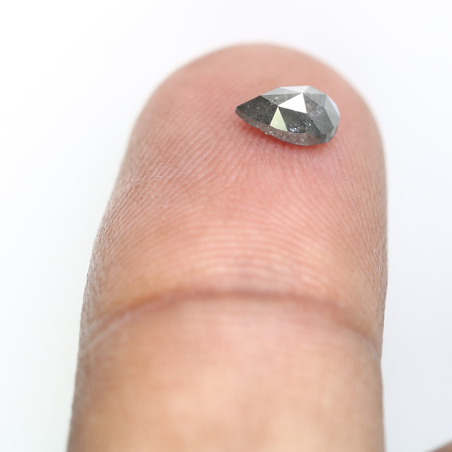 0.59 CT Salt And Pepper Diamond Pear Dainty RingFor Gold Ring Diamonds