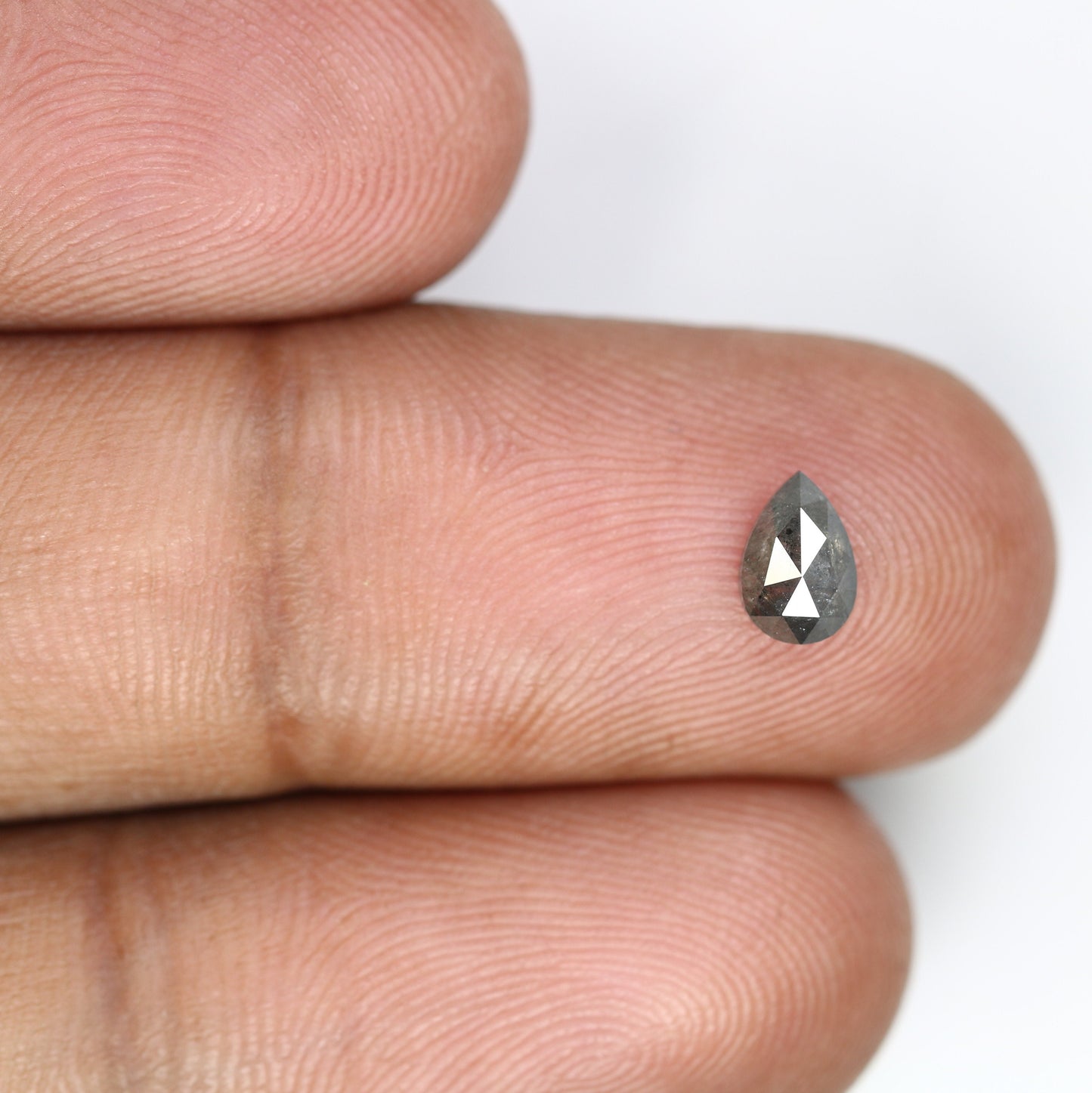0.59 CT Salt And Pepper Diamond Pear Dainty RingFor Gold Ring Diamonds