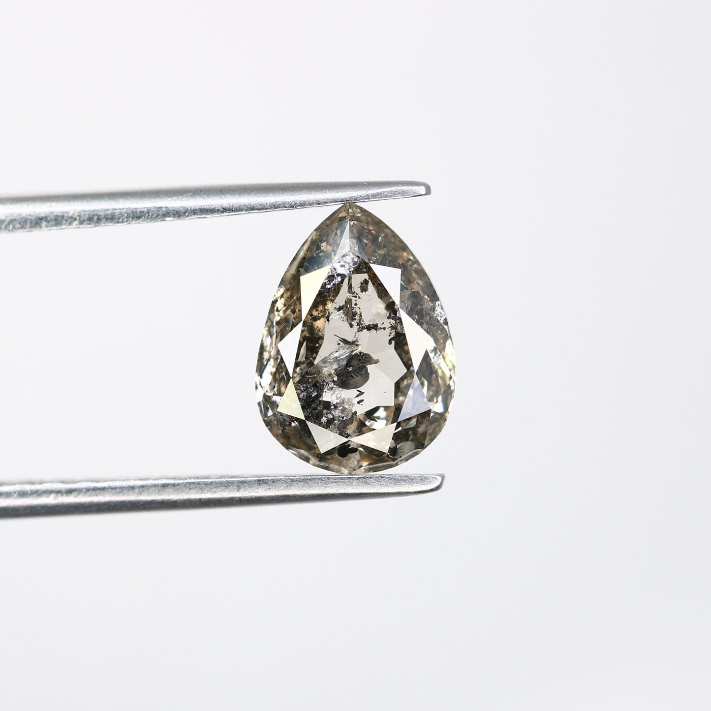 1.64 CT 9.2mm Pear Shape Salt and Pepper Polished Diamond Ring | Stunning Diamond Pendant | Perfect Gift for Wife or Sister |