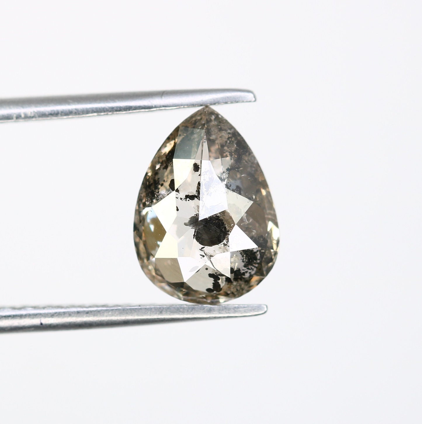 1.64 CT 9.2mm Pear Shape Salt and Pepper Polished Diamond Ring | Stunning Diamond Pendant | Perfect Gift for Wife or Sister |