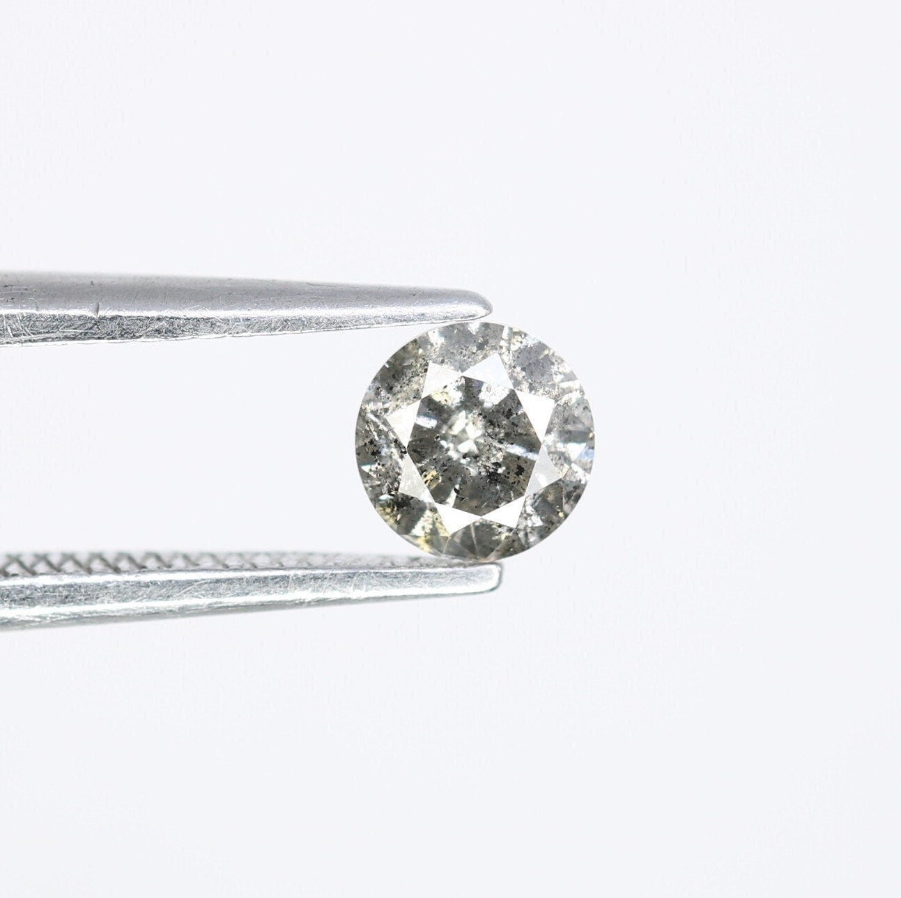 0.37 Carat Round Brilliant Cut Salt and Pepper Diamond | Perfect for Custom Gold Rings | Unique Engagement or Wedding Jewelry