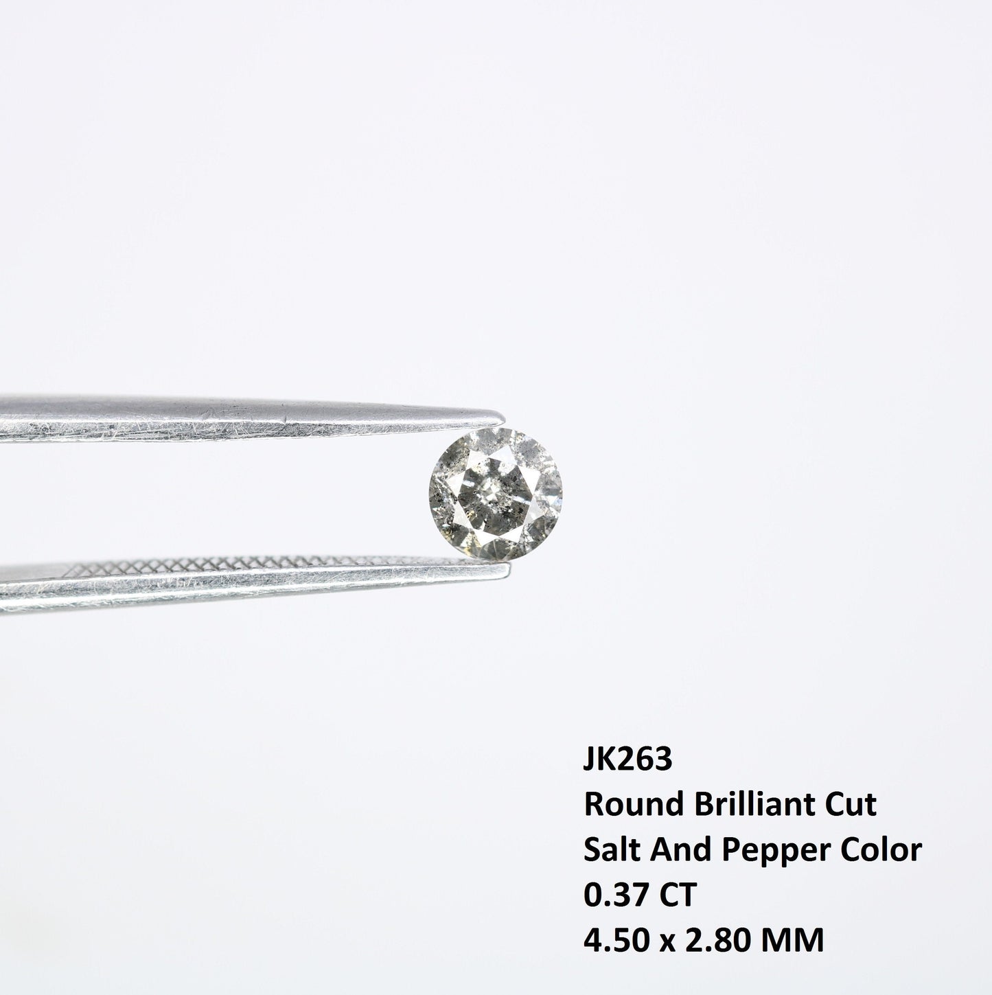 0.37 Carat Round Brilliant Cut Salt and Pepper Diamond | Perfect for Custom Gold Rings | Unique Engagement or Wedding Jewelry