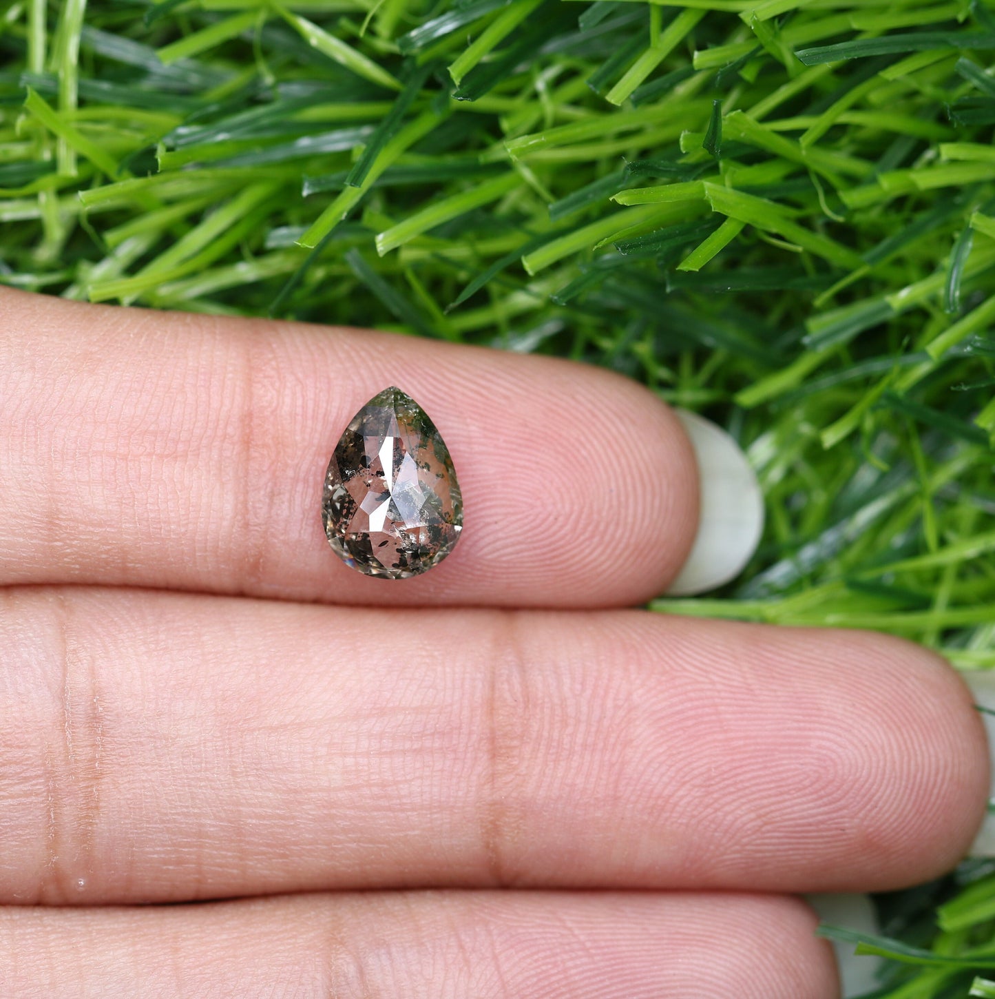 1.64 CT 9.2mm Pear Shape Salt and Pepper Polished Diamond Ring | Stunning Diamond Pendant | Perfect Gift for Wife or Sister |