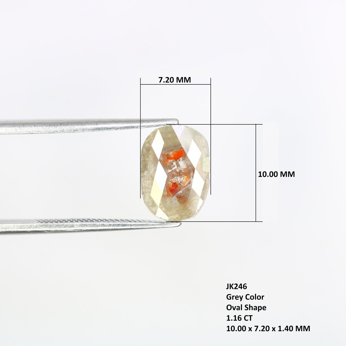 1.16 CT Oval Slice Grey Diamond - Perfect for Gold Rings & Unique, Elegant Jewelry Designs