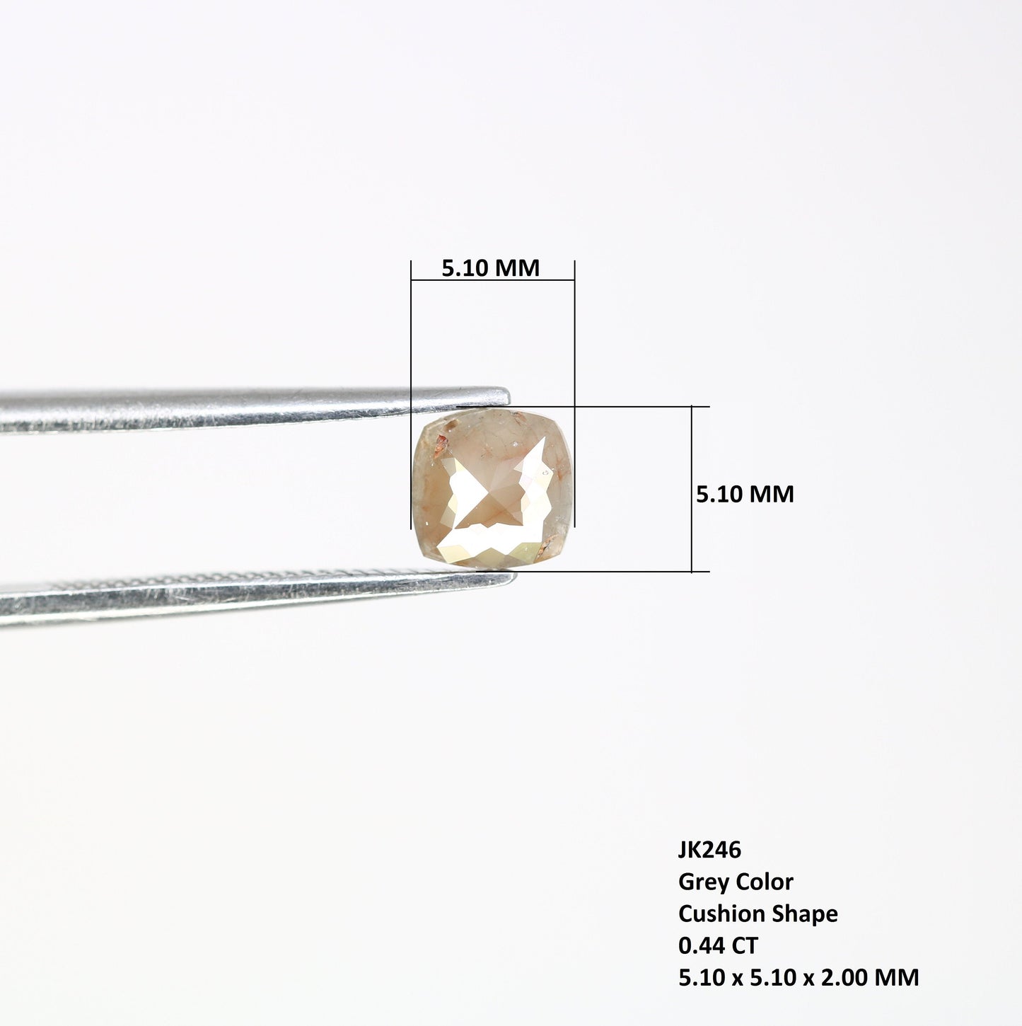 0.44 CT Cushion Cut Grey Diamond - Elegant Gold Ring Gemstone & Unique, Stylish Jewelry Design