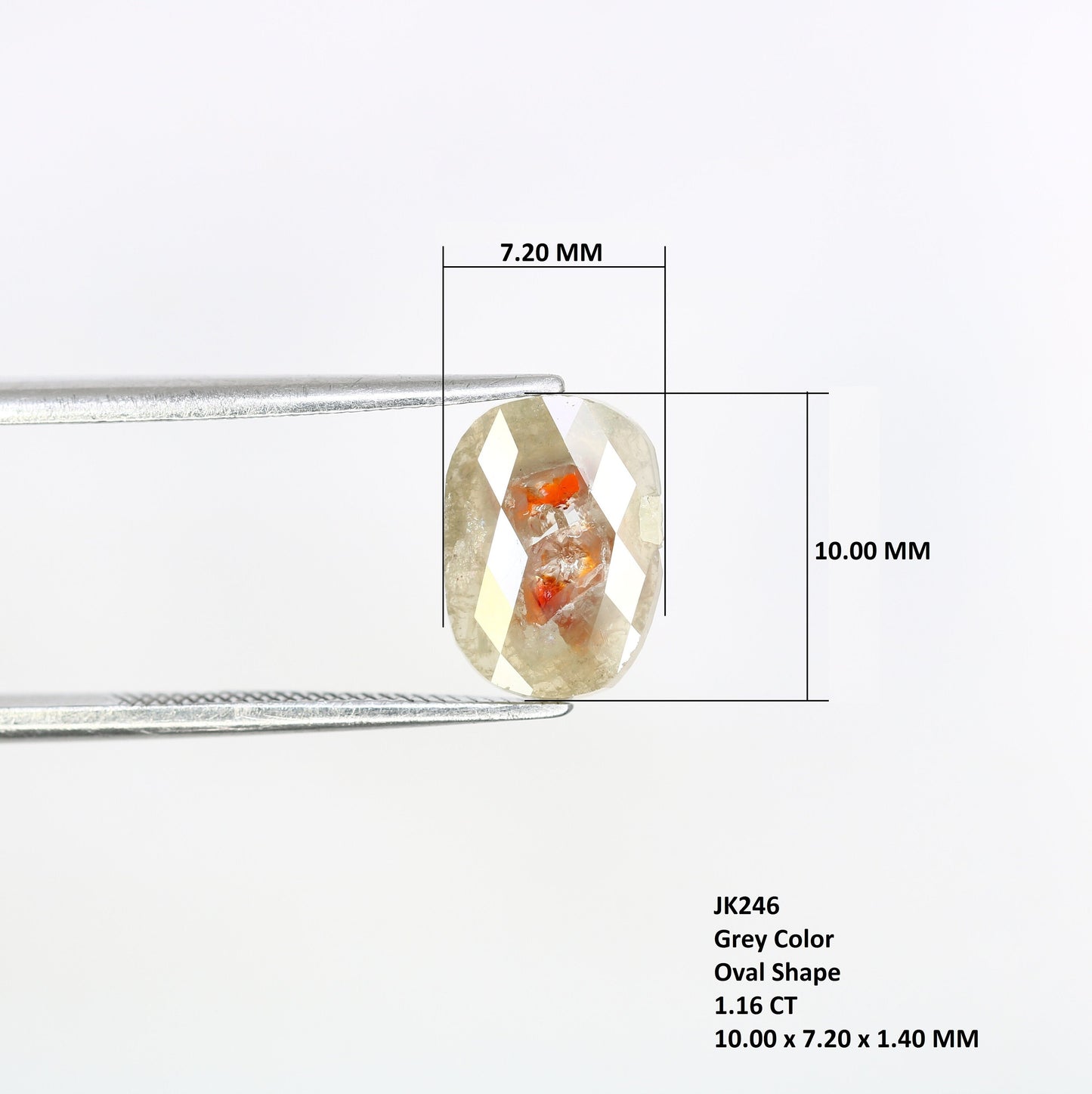 1.16 CT Oval Slice Grey Diamond - Perfect for Gold Rings & Unique, Elegant Jewelry Designs