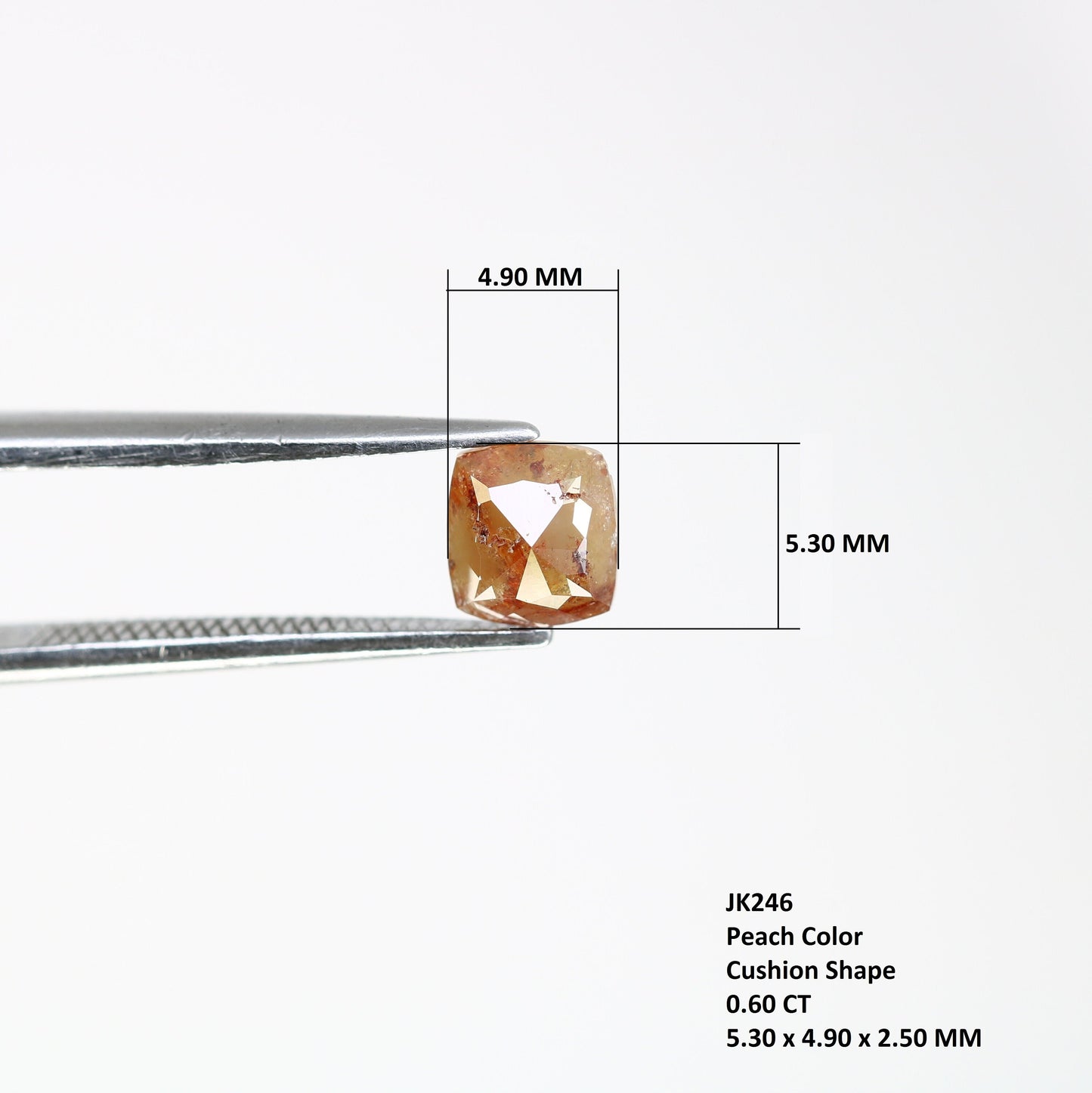 0.60 CT Peach Cushion Cut Diamond - Ideal for Gold Rings & Elegant, Unique Jewelry Designs