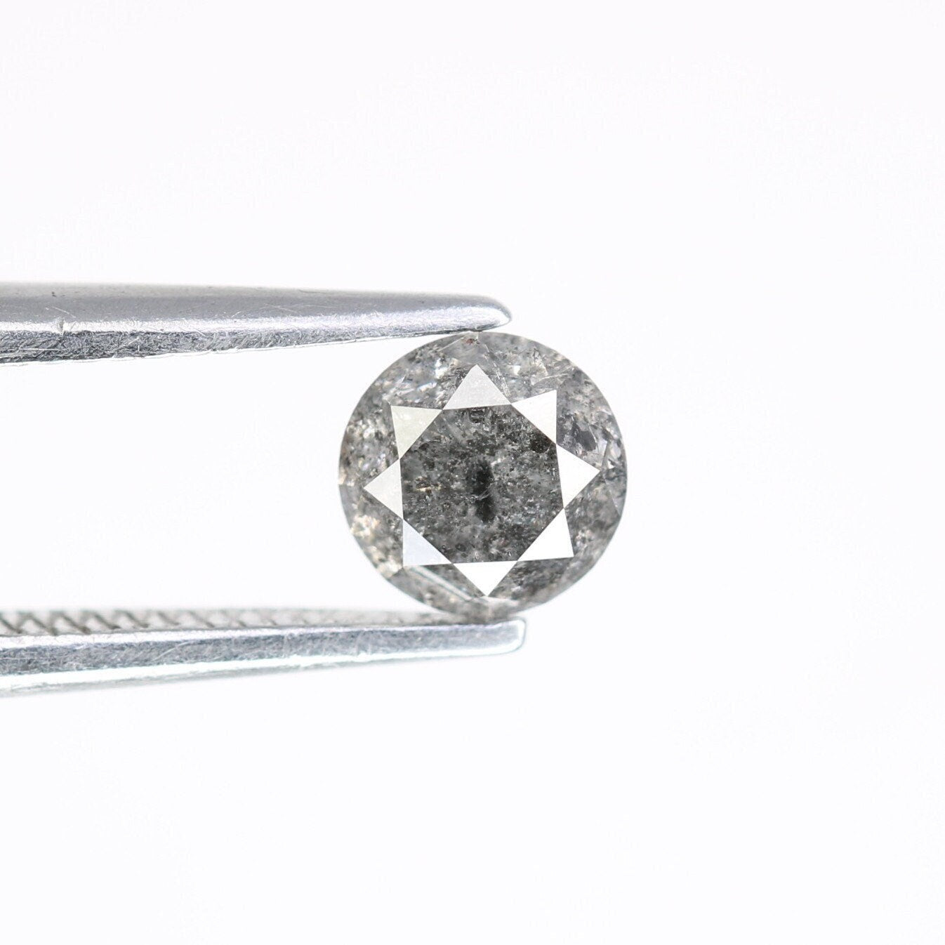 0.49 Carat Salt and Pepper Round Loose Diamond | Ideal for Custom Gold Rings | Unique Loose Diamond for Engagement or Wedding Jewelry