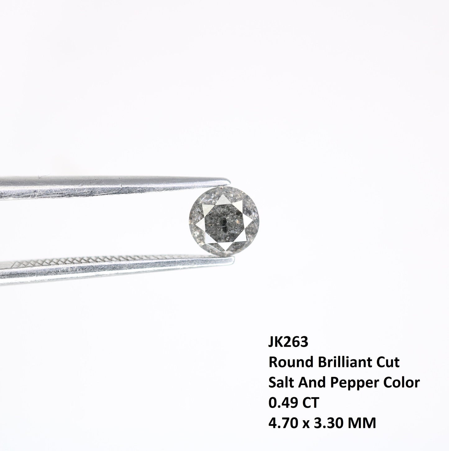 0.49 Carat Salt and Pepper Round Loose Diamond | Ideal for Custom Gold Rings | Unique Loose Diamond for Engagement or Wedding Jewelry