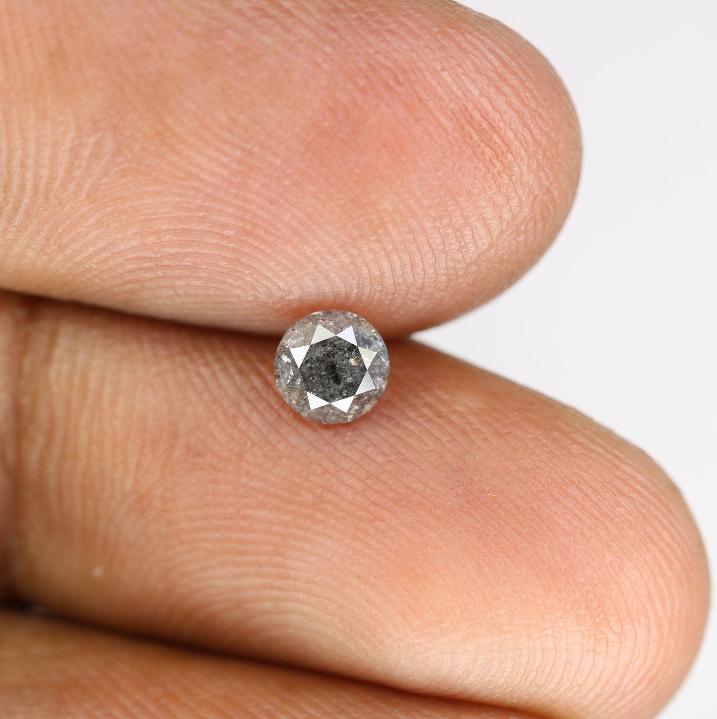 0.49 Carat Salt and Pepper Round Loose Diamond | Ideal for Custom Gold Rings | Unique Loose Diamond for Engagement or Wedding Jewelry