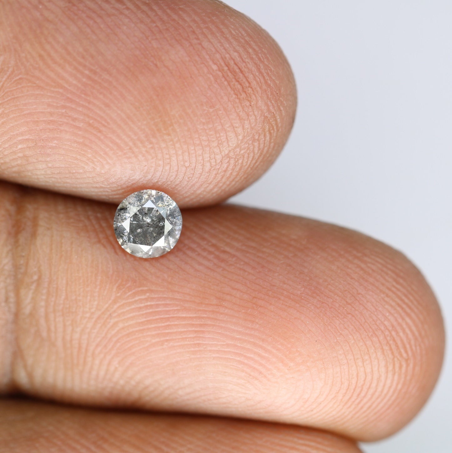 0.44 Carat Salt and Pepper Round Loose Diamond | Perfect for Custom Gold Rings | Unique Engagement or Wedding Jewelry
