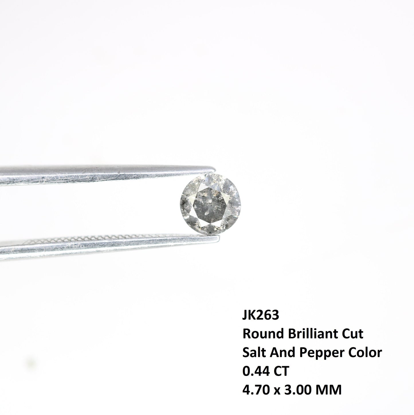 0.44 Carat Salt and Pepper Round Loose Diamond | Perfect for Custom Gold Rings | Unique Engagement or Wedding Jewelry