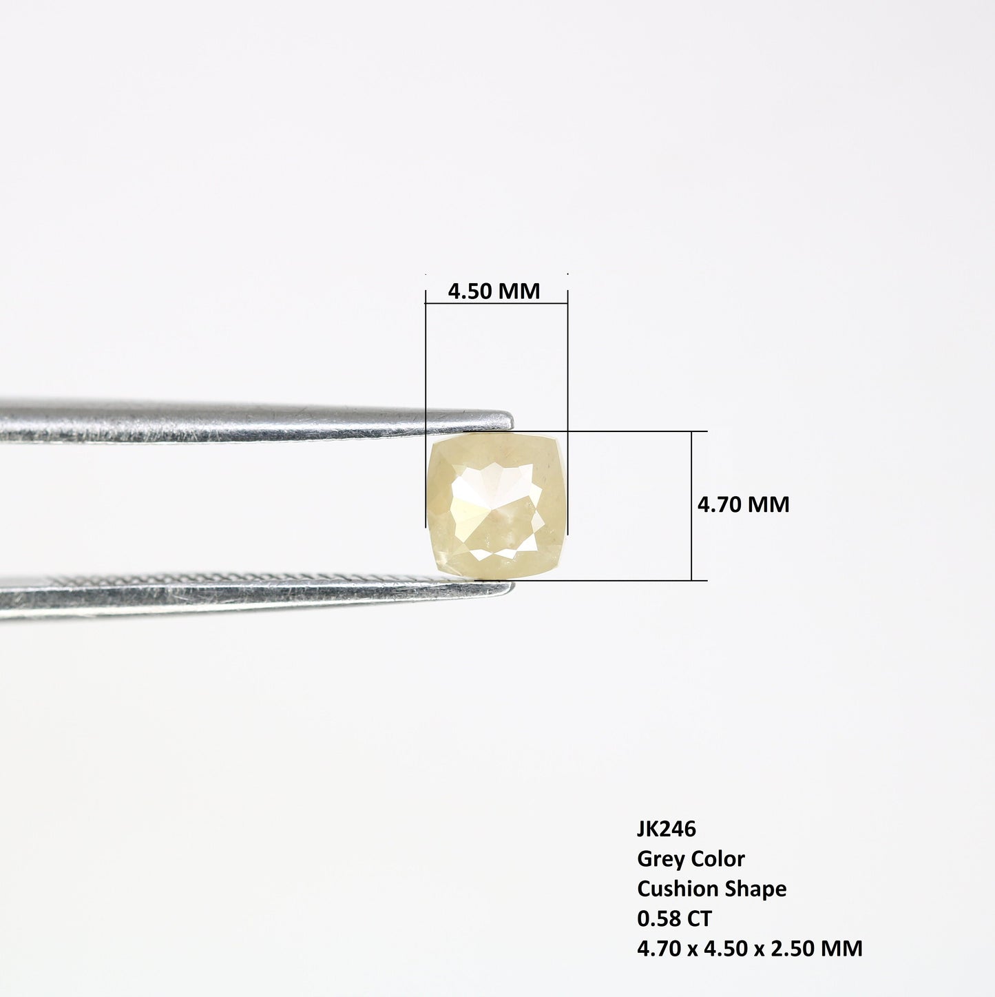 0.58 CT Cushion Cut Grey Diamond | Elegant Gold Ring | Unique Handmade Jewelry | Perfect Gift