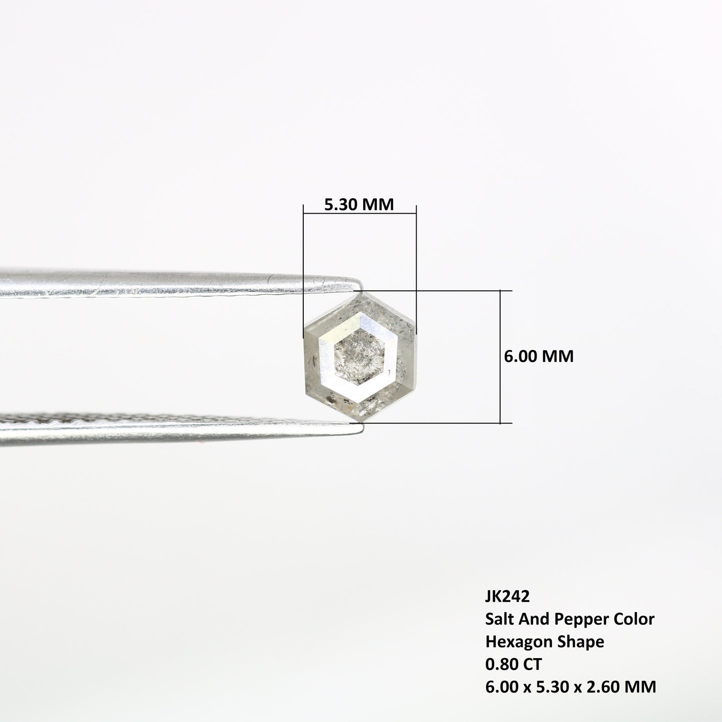 0.80 CT Hexagon Loose Salt and Pepper Diamond - Natural Hexagon Diamond - Salt and Pepper Ring - Gift for Wifey - Gift for mother - Jewlery
