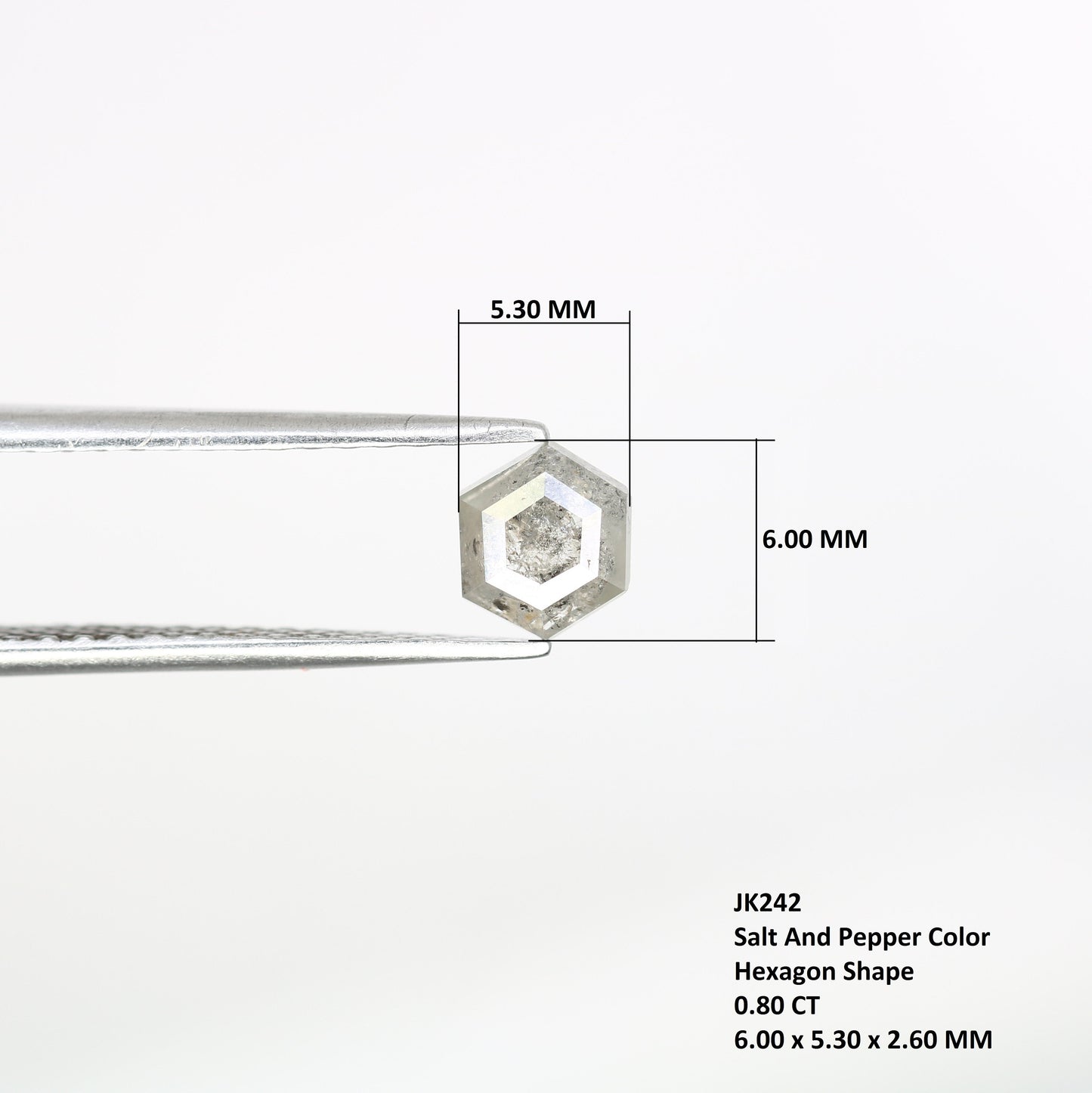 0.80 CT Hexagon Loose Salt and Pepper Diamond - Natural Hexagon Diamond - Salt and Pepper Ring - Gift for Wifey - Gift for mother - Jewlery