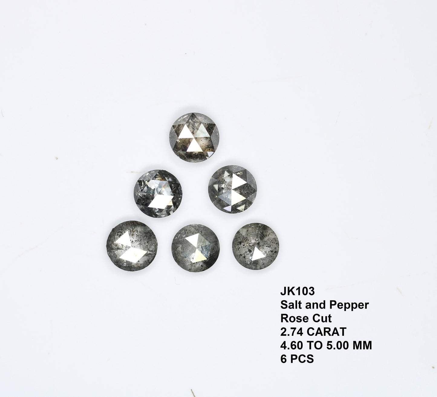 4-5 MM Salt and Pepper Rose Cut Round Natural Loose Diamond For Handmade Jewellery ll Gift For Girlfriend ll Gift For BirthdayFor Gold Ring