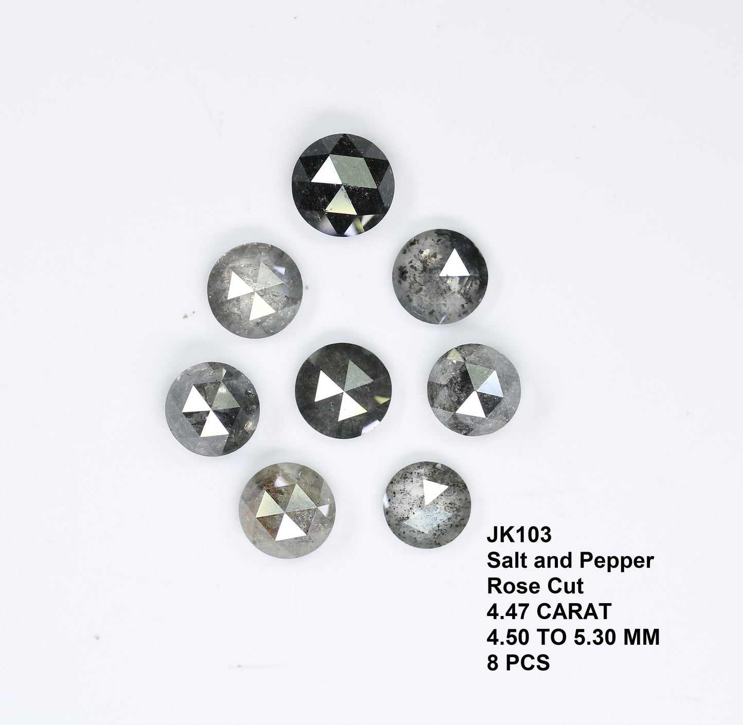 4.50 TO 5.30 MM | Salt And Pepper Diamond | Round Rose Cut Diamond | Natural Loose Diamond For Earring Pair & Wedding Ring |For Gold Ring
