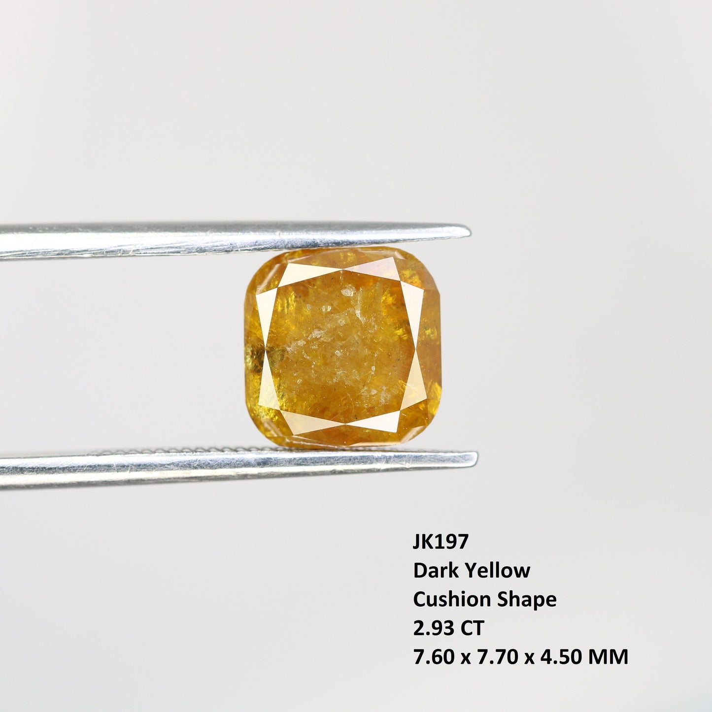 2.93 CT Rose Cut Cushion Yellow Diamond | Perfect for Gold Ring | Elegant & Unique Jewelry Piece