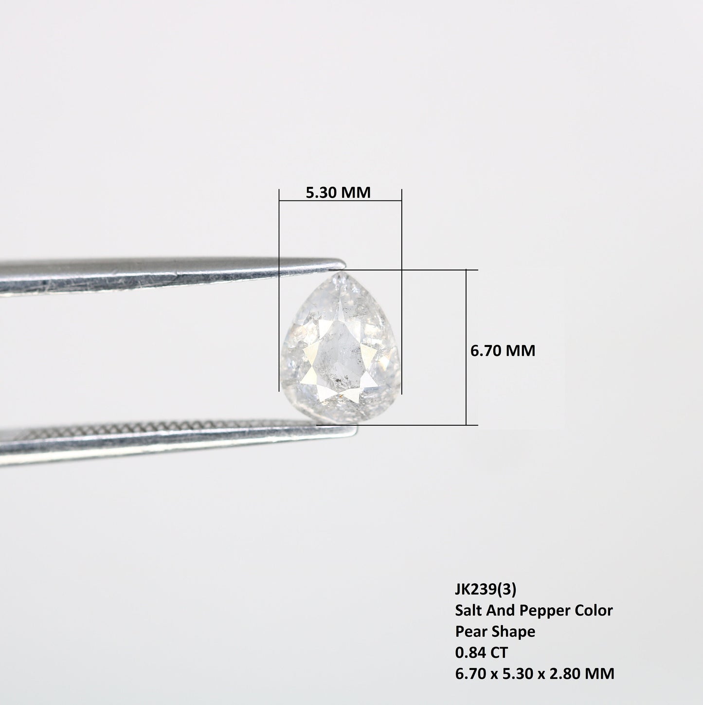0.84 CT Natural Light Grey Galaxy Diamond | Pear Shape Salt and Pepper Diamond for Gold Ring | Perfect Gift for Her