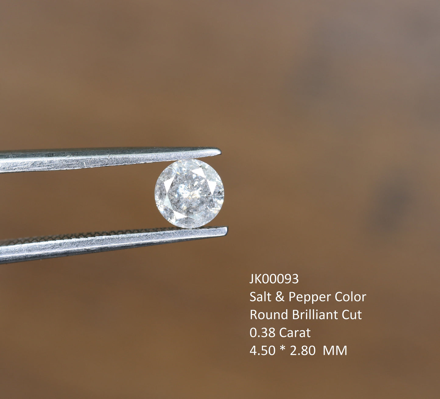 0.38 CT Natural Salt and Pepper Diamond Round Brilliant Cut Loose Stone for Jewelry Making Wholesale Price Ideal for Rings & Earrings