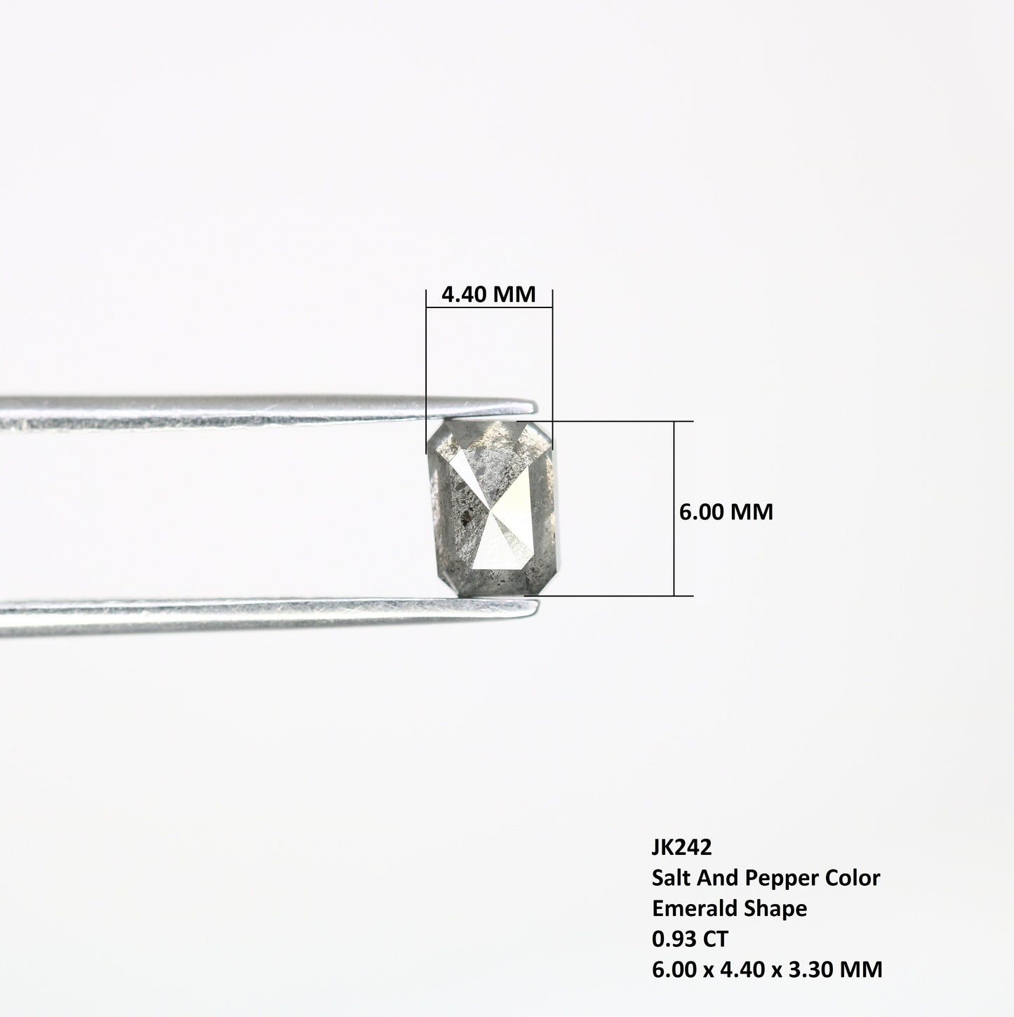 0.93 CT Salt and Pepper Emerald Shape Diamond - Natural Loose Emerald Cut Diamond - Emerald Engagement Ring - LABORDAY Offer