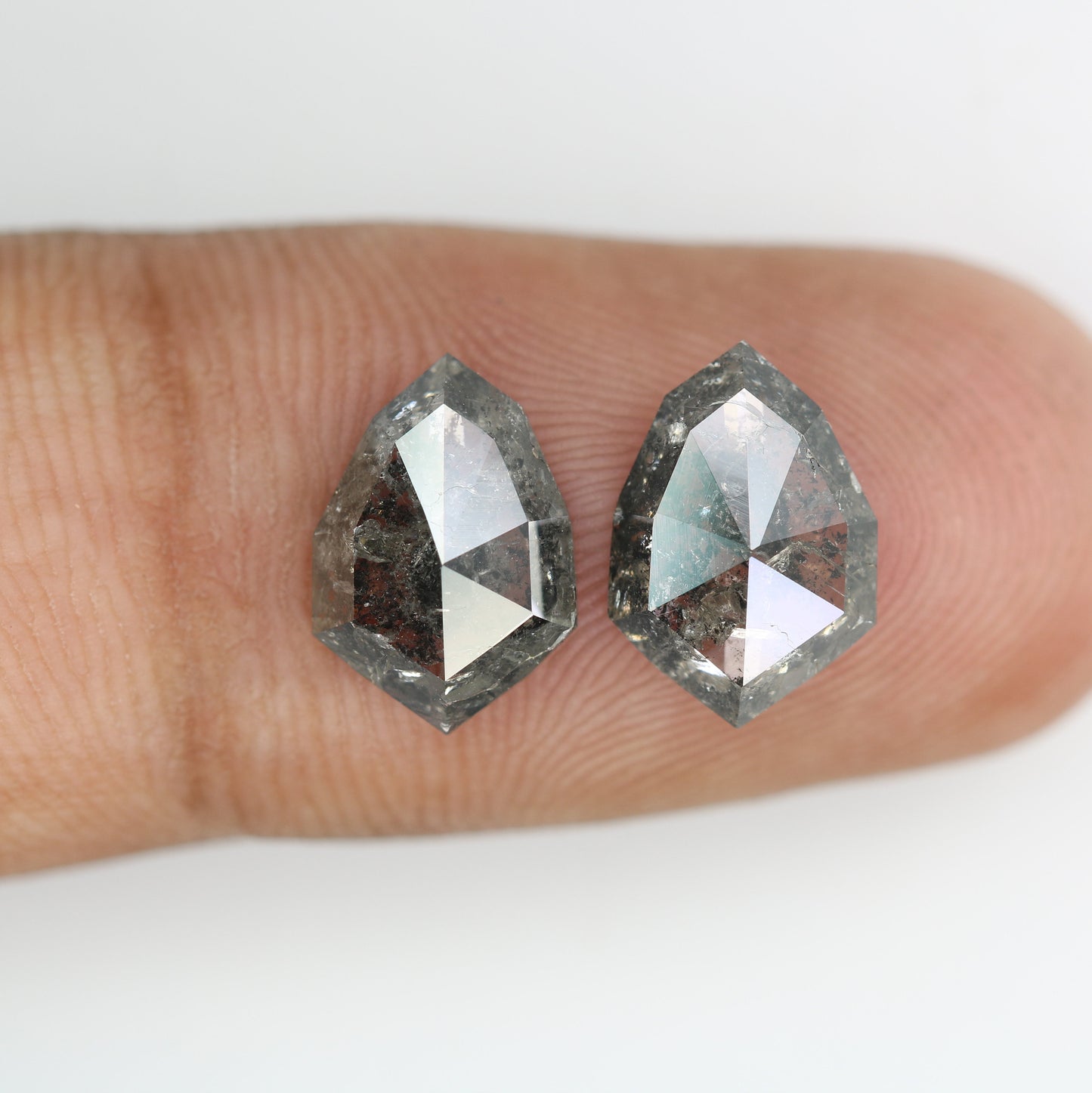 Shield Cut Loose Pair Salt and Pepper Diamond, Natural Loose Diamond, Fancy Diamond for Wedding Ring & Earring, jewelry gift for women