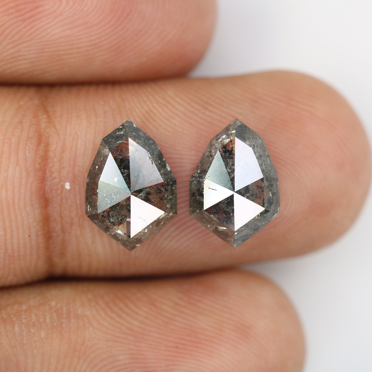 Shield Cut Loose Pair Salt and Pepper Diamond, Natural Loose Diamond, Fancy Diamond for Wedding Ring & Earring, jewelry gift for women