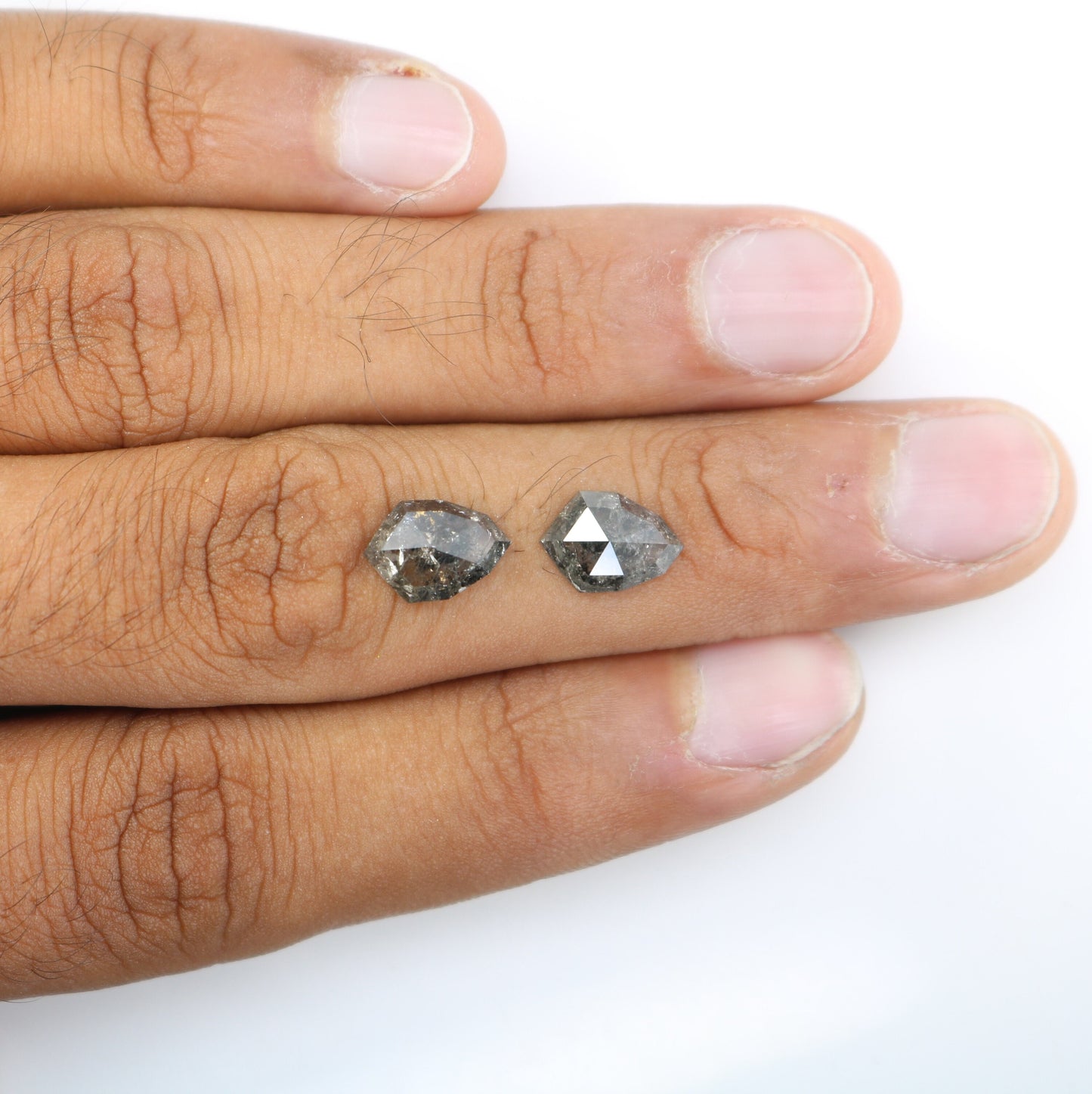 Shield Cut Loose Pair Salt and Pepper Diamond, Natural Loose Diamond, Fancy Diamond for Wedding Ring & Earring, jewelry gift for women