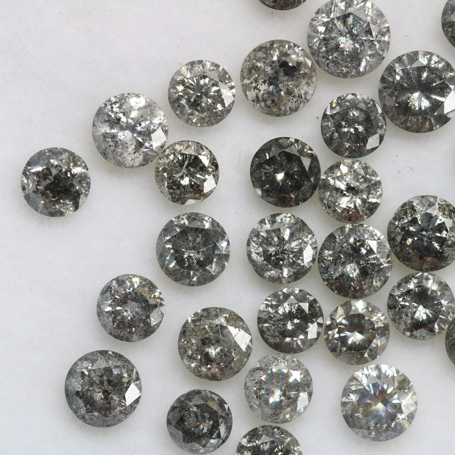 3mm Natural Loose Round Brilliant Cut Salt and Pepper Diamond | Perfect for Engagement and Wedding Rings | Gold Ring Gemstone