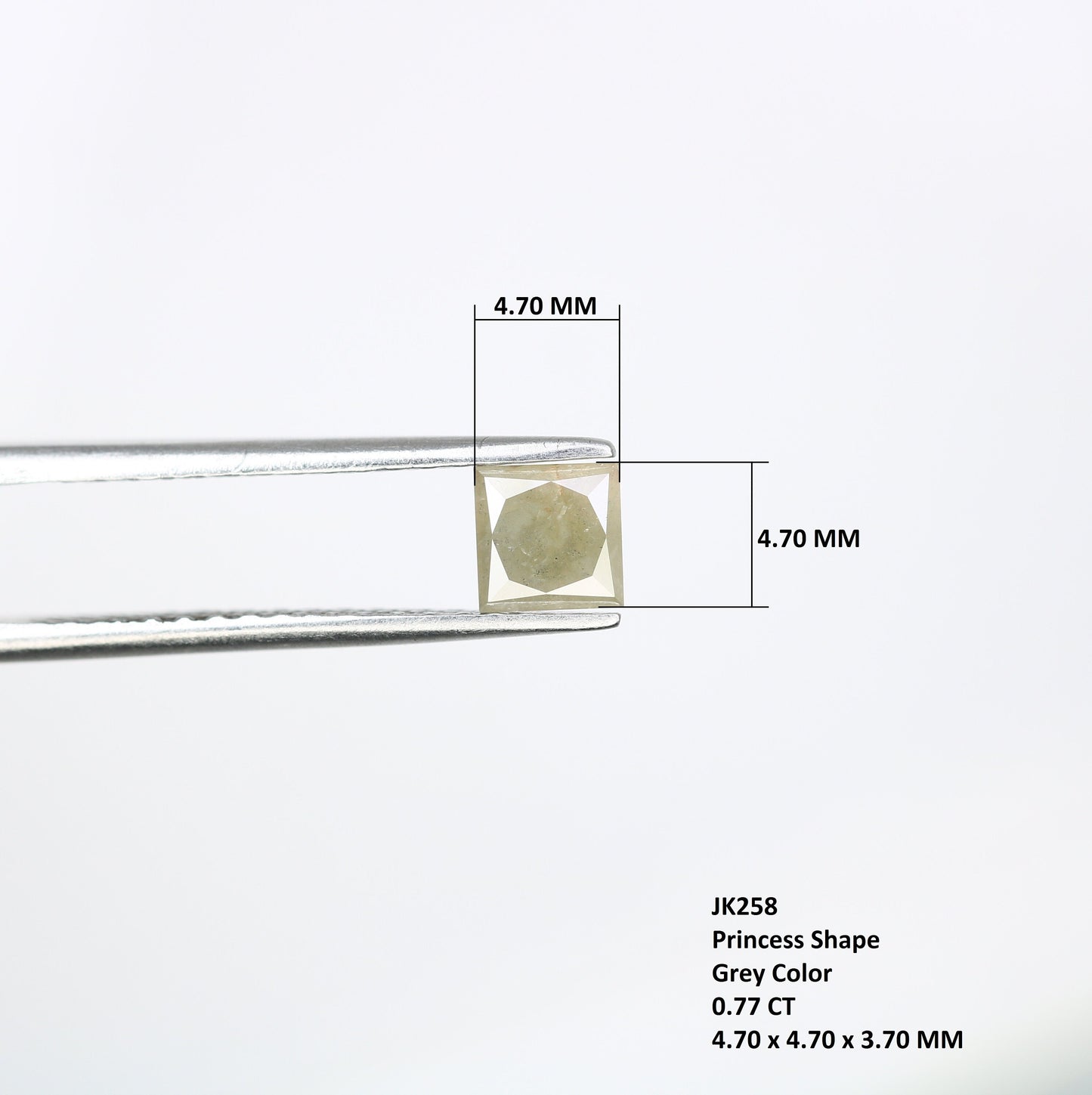 0.77 CT Lovely Princess Shape Natural Grey Loose Galaxy Diamond For Promise Ring | Princess Cut Diamond | Princess Cut Jewelry | Grey Stone