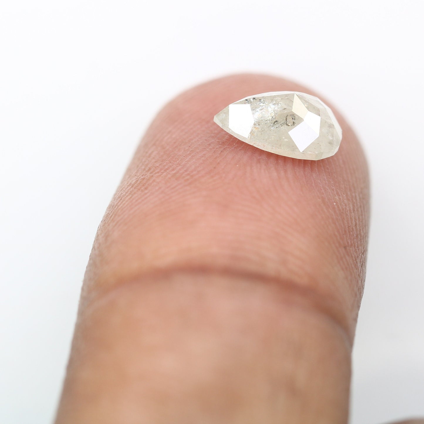 1.24 CT Natural White Pear Shape Rustic Diamond for Engagement Ring | Customizable Pear Wedding Ring | Elegant White Diamond Jewelry