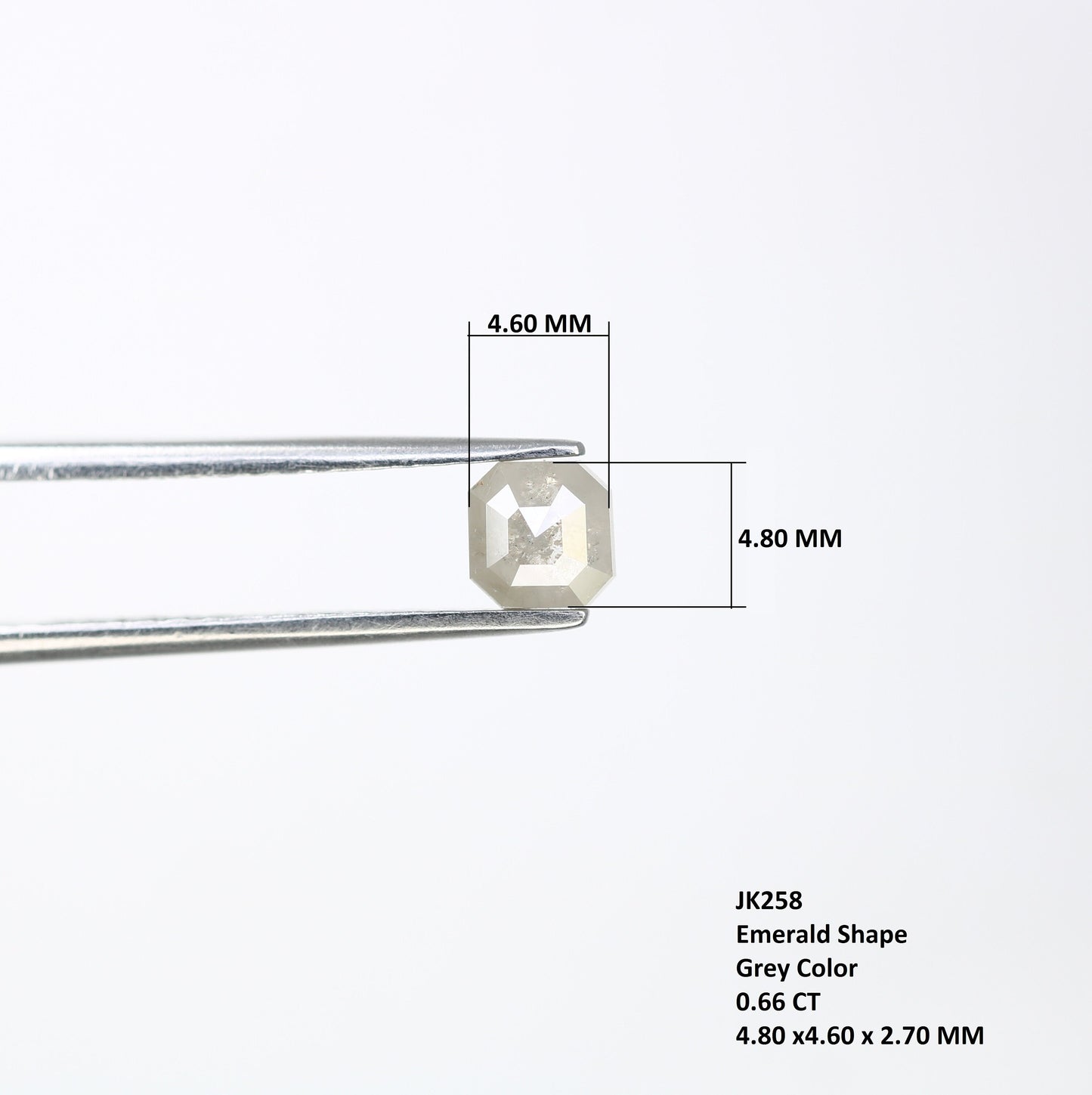 0.66 CT Salt and Pepper Emerald Shape Diamond - Natural Loose Emerald Cut Diamond - Perfect for Emerald Engagement Ring - Custom Jewelry