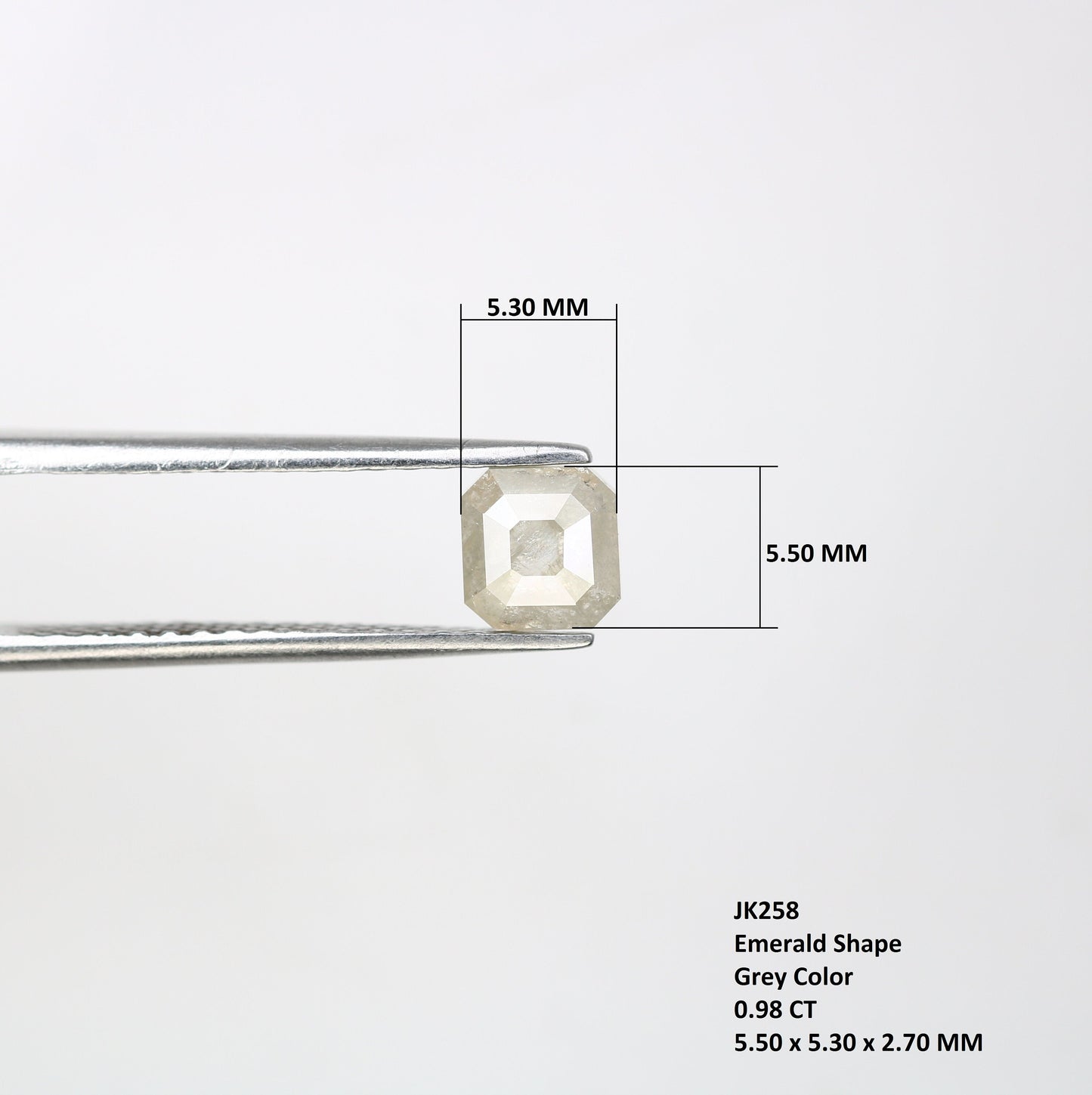 0.98 CT Salt and Pepper Emerald Shape Diamond - Natural Loose Emerald Cut Diamond - Emerald Engagement Ring - LABORDAY Offer