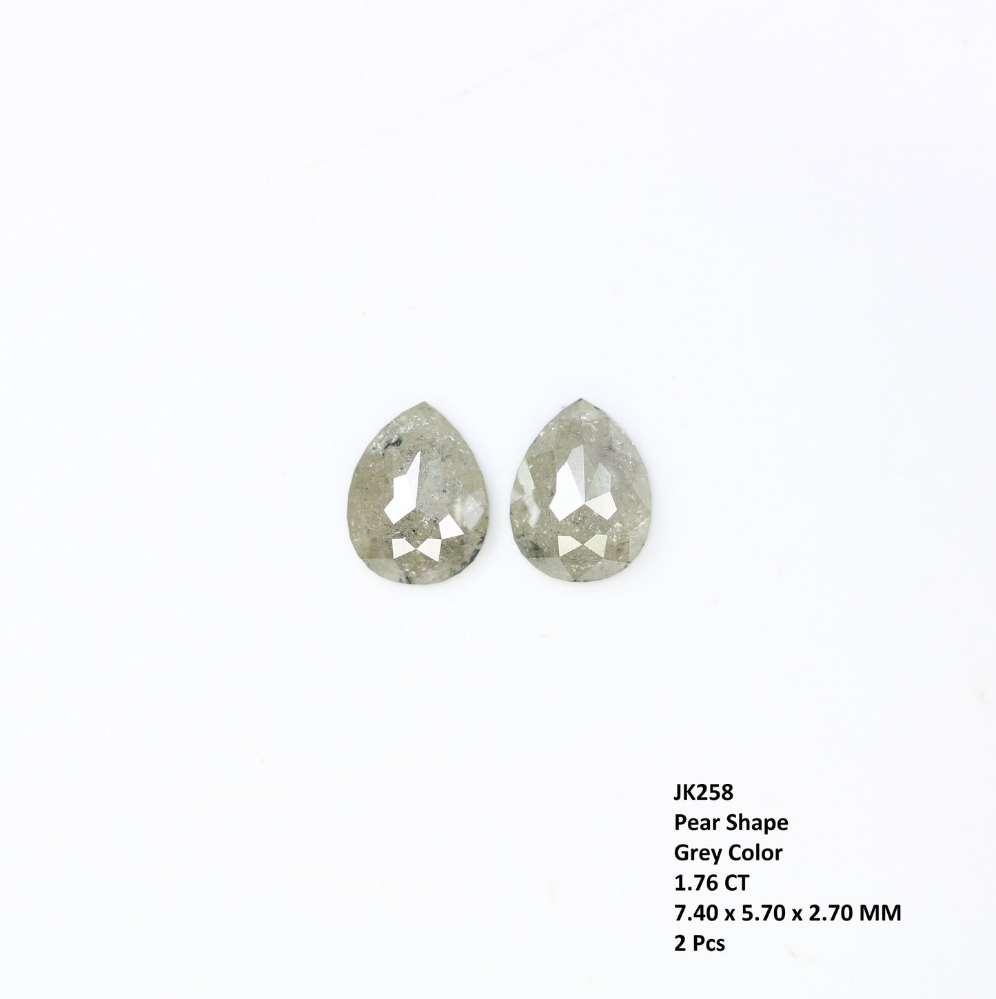1.76 CT Natural Grey Pear Shape Loose Pair Diamond For Earrings | Pear Pair Diamond | Grey Pear Earring | Diamond Earrings | Customized