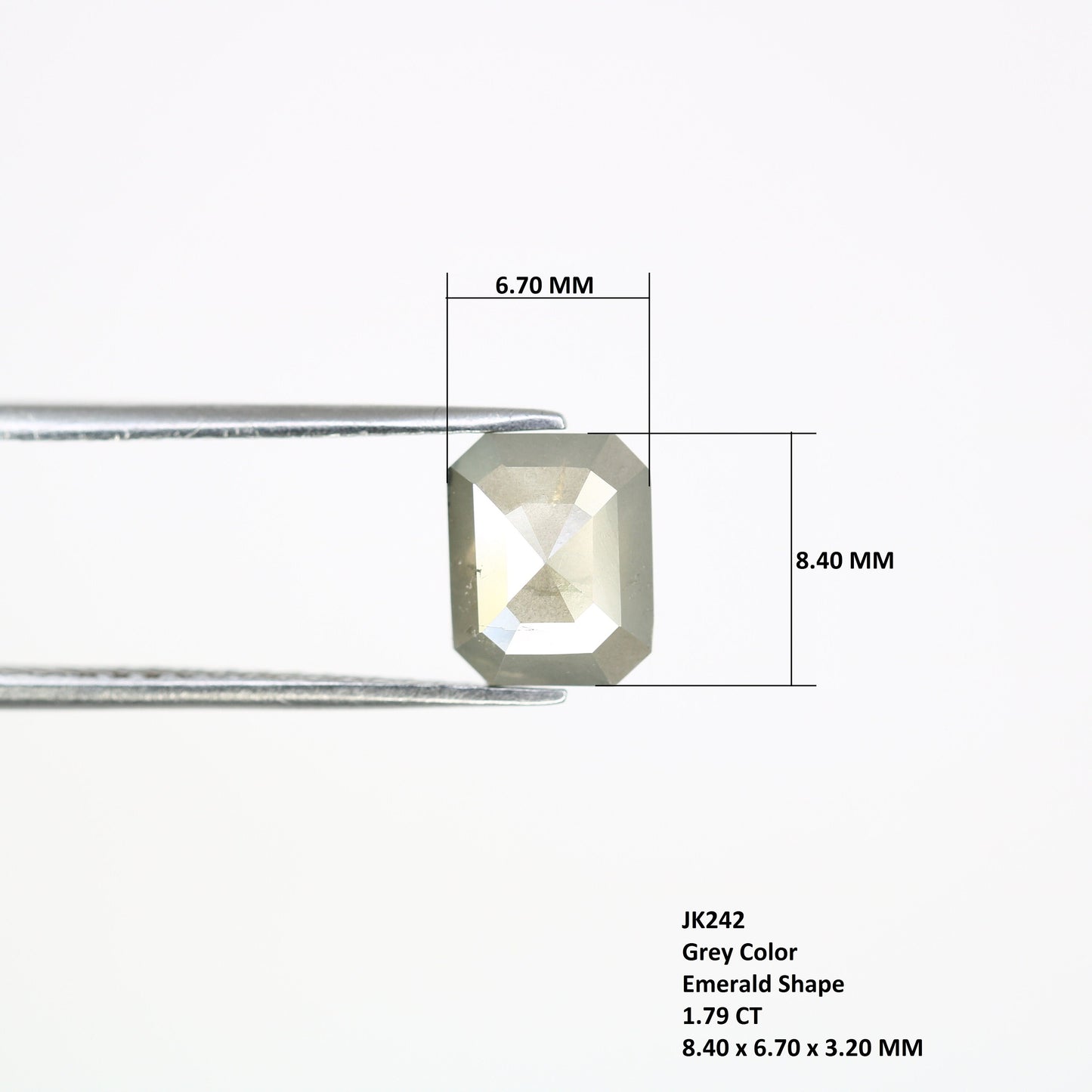 1.79 CT Salt and Pepper Emerald Shape Diamond - Natural Loose Emerald Cut Diamond - Emerald Engagement Ring - LABORDAY Offer