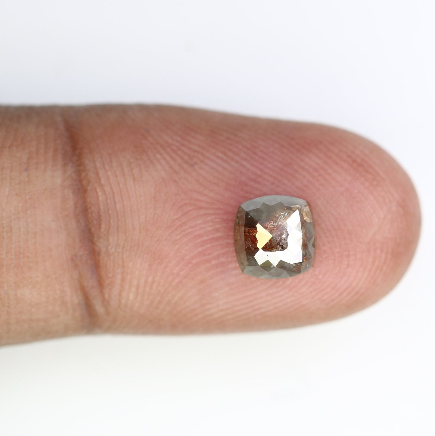 Cushion Cut Salt and Pepper Rustic Diamond | Gold Engagement Ring | Unique Artisan Jewelry | Statement Ring