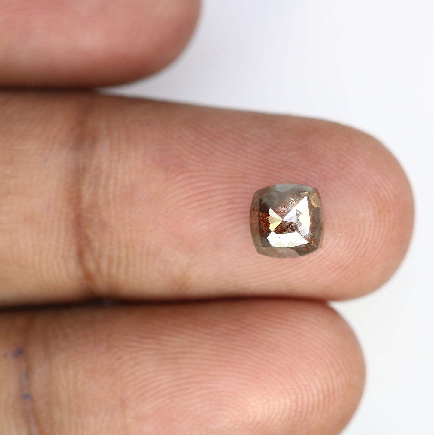 Cushion Cut Salt and Pepper Rustic Diamond | Gold Engagement Ring | Unique Artisan Jewelry | Statement Ring