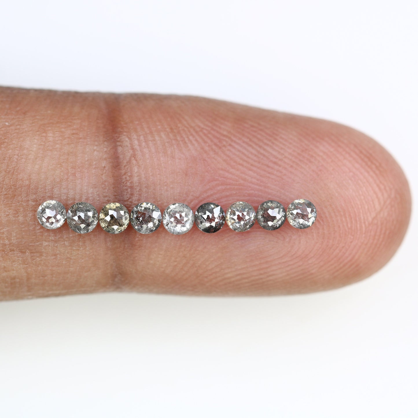 0.94 TCW Rose Cut Round Salt and Pepper Diamonds For Half Eternity Wedding Band ll Anniversary Gift ll Birthday Gift ll Engagement Gift