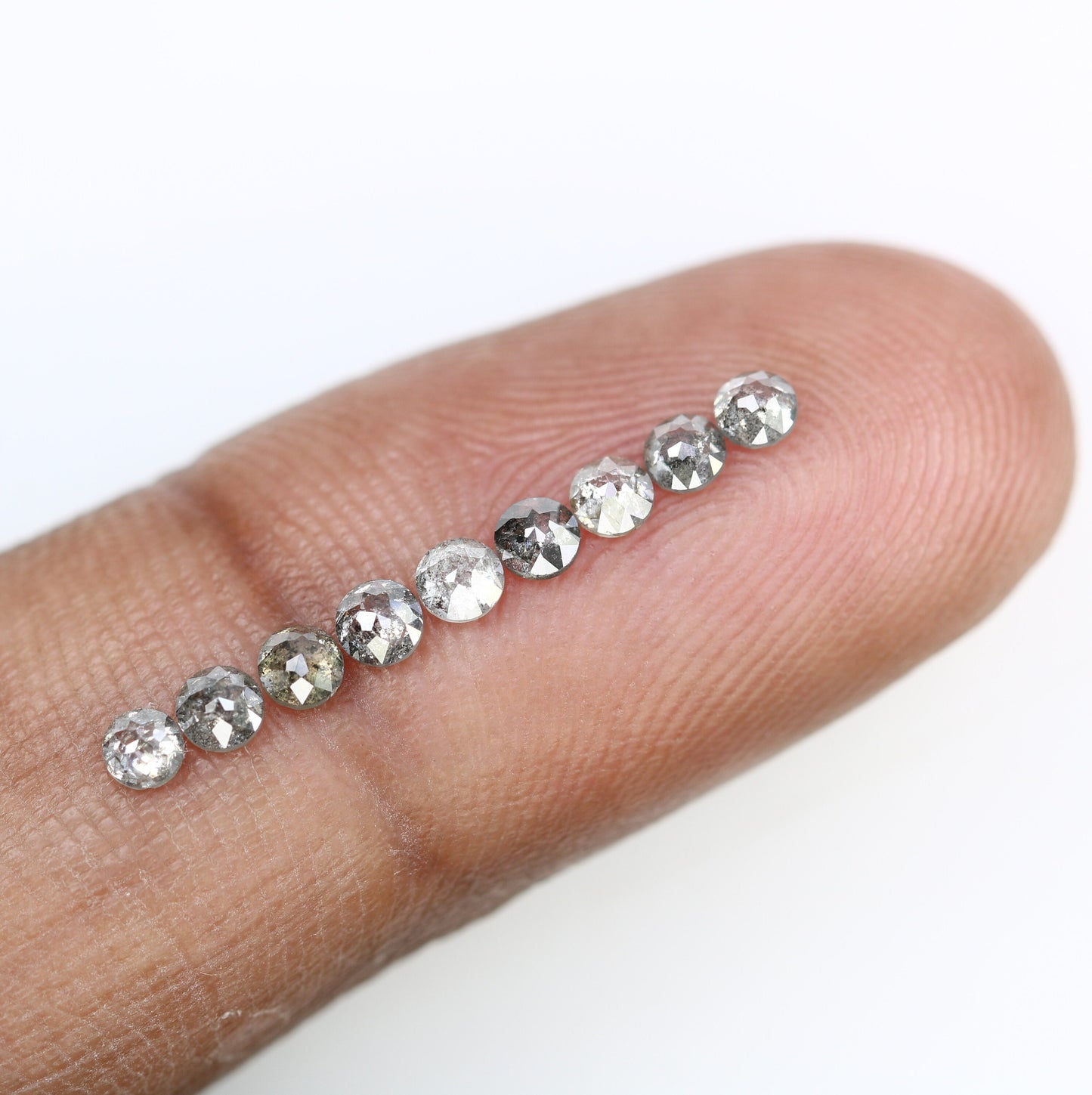 0.94 TCW Rose Cut Round Salt and Pepper Diamonds For Half Eternity Wedding Band ll Anniversary Gift ll Birthday Gift ll Engagement Gift