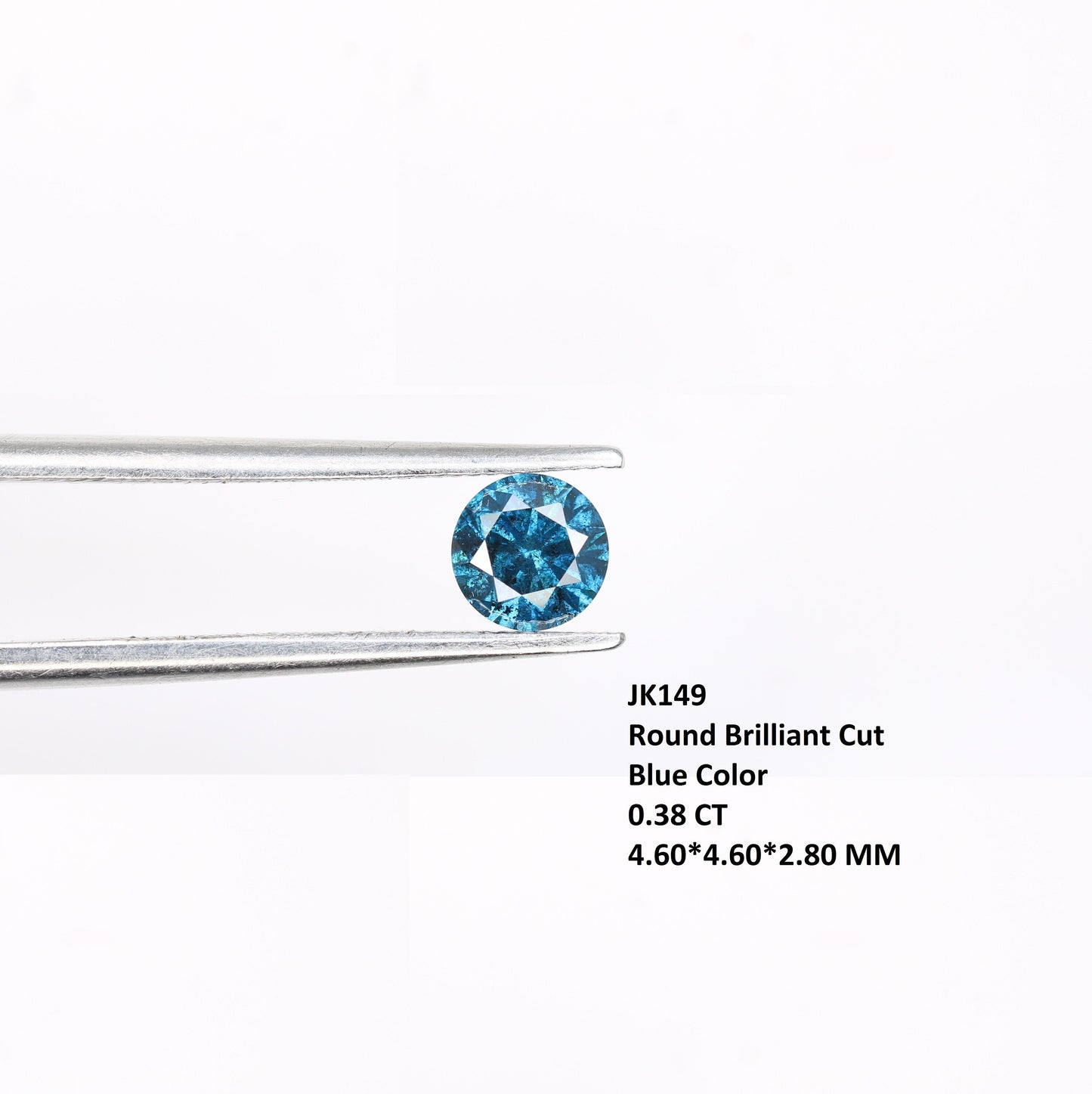 0.38 CT Vivid Blue Round Brilliant Cut Diamond Ideal for Engagement Bands and Gold Ring Settings