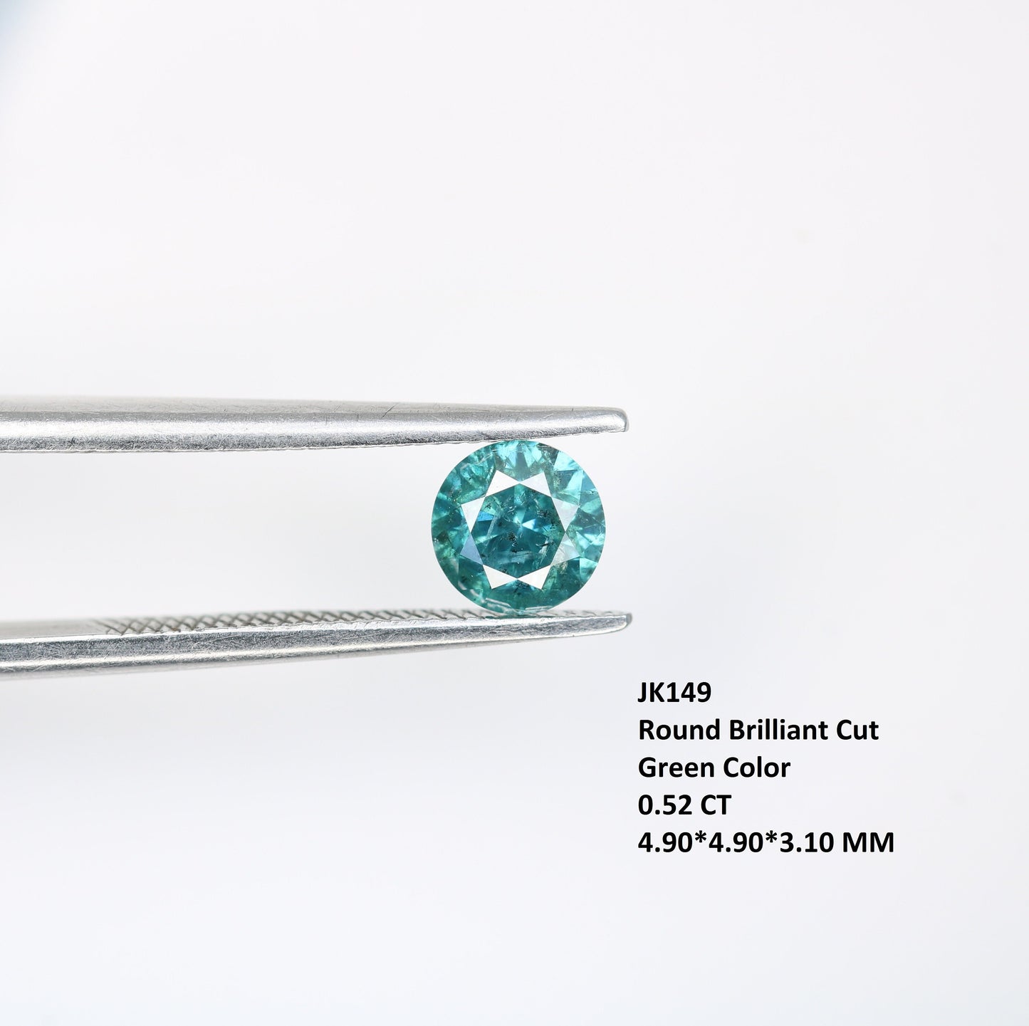 0.52 CT Green Round Brilliant Cut Diamond for Engagement Rings and Gold Band Settings