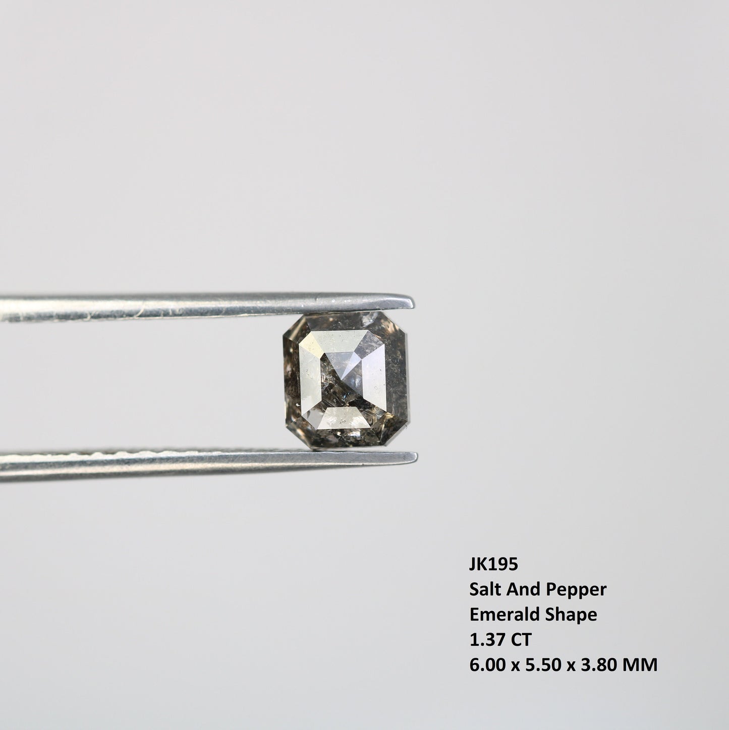1.37 CT Salt and Pepper Emerald Shape Diamond - Natural Loose Emerald Cut Diamond - Emerald Engagement Ring - LABORDAY Offer