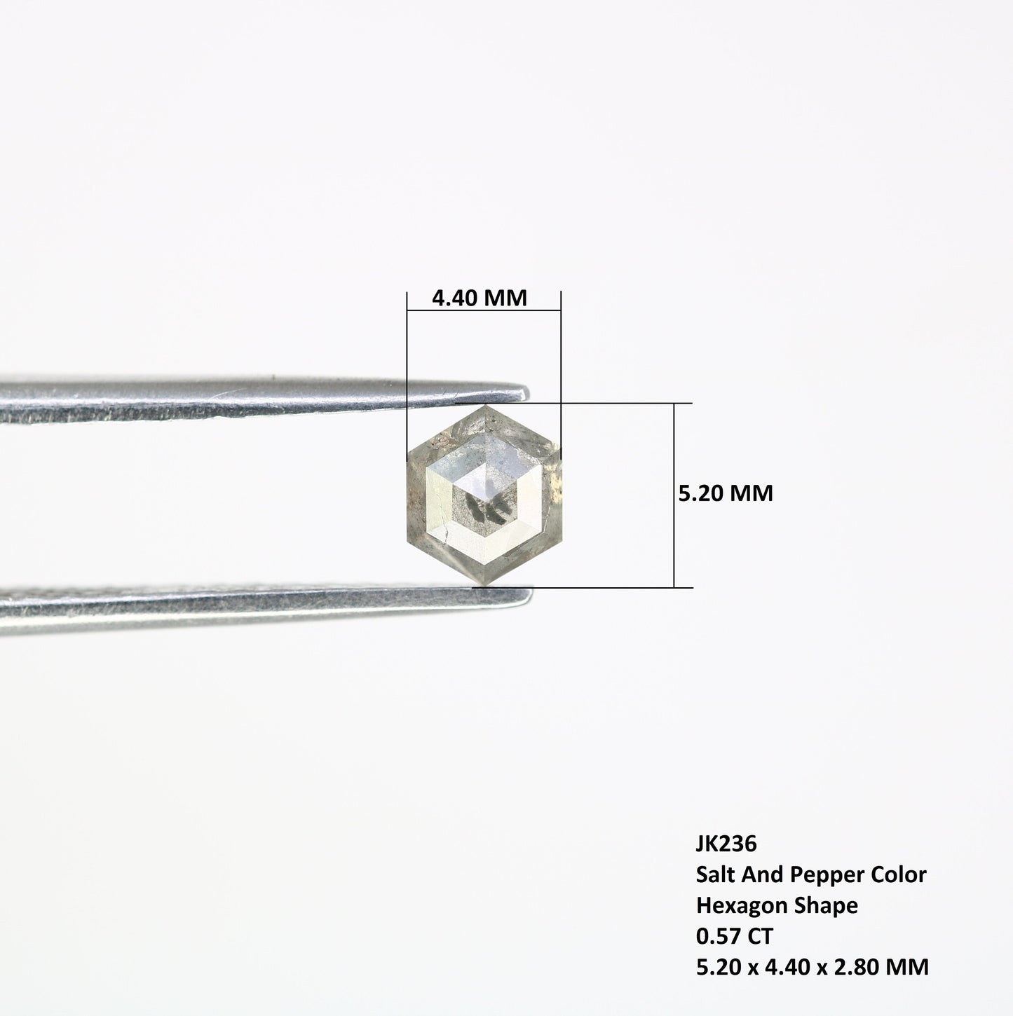 0.57 CT Hexagon Loose Salt and Pepper Diamond - Natural Hexagon Diamond - Salt and Pepper Ring - Gift for Wifey - Gift for mother - Jewlery