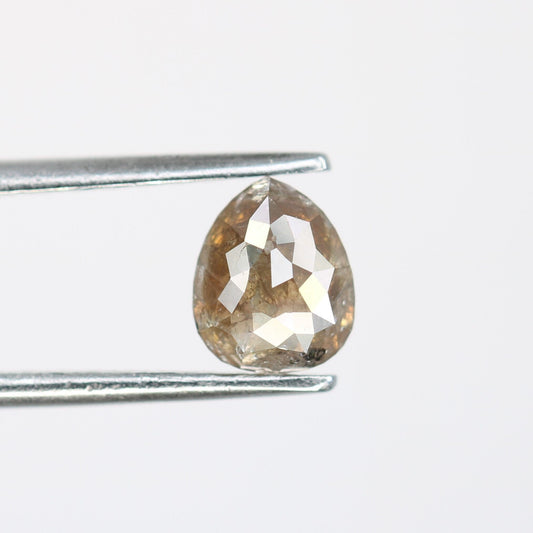 0.96 CT Rose Cut Pear Shape Salt and Pepper Diamond | Unique Gold Ring | Natural Diamond Jewelry