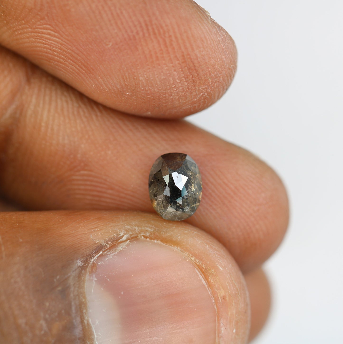 1.23 CT Oval Shaped Salt and Pepper Diamond | Elegant Gold Ring | Unique Engagement Jewelry | Artisan Design
