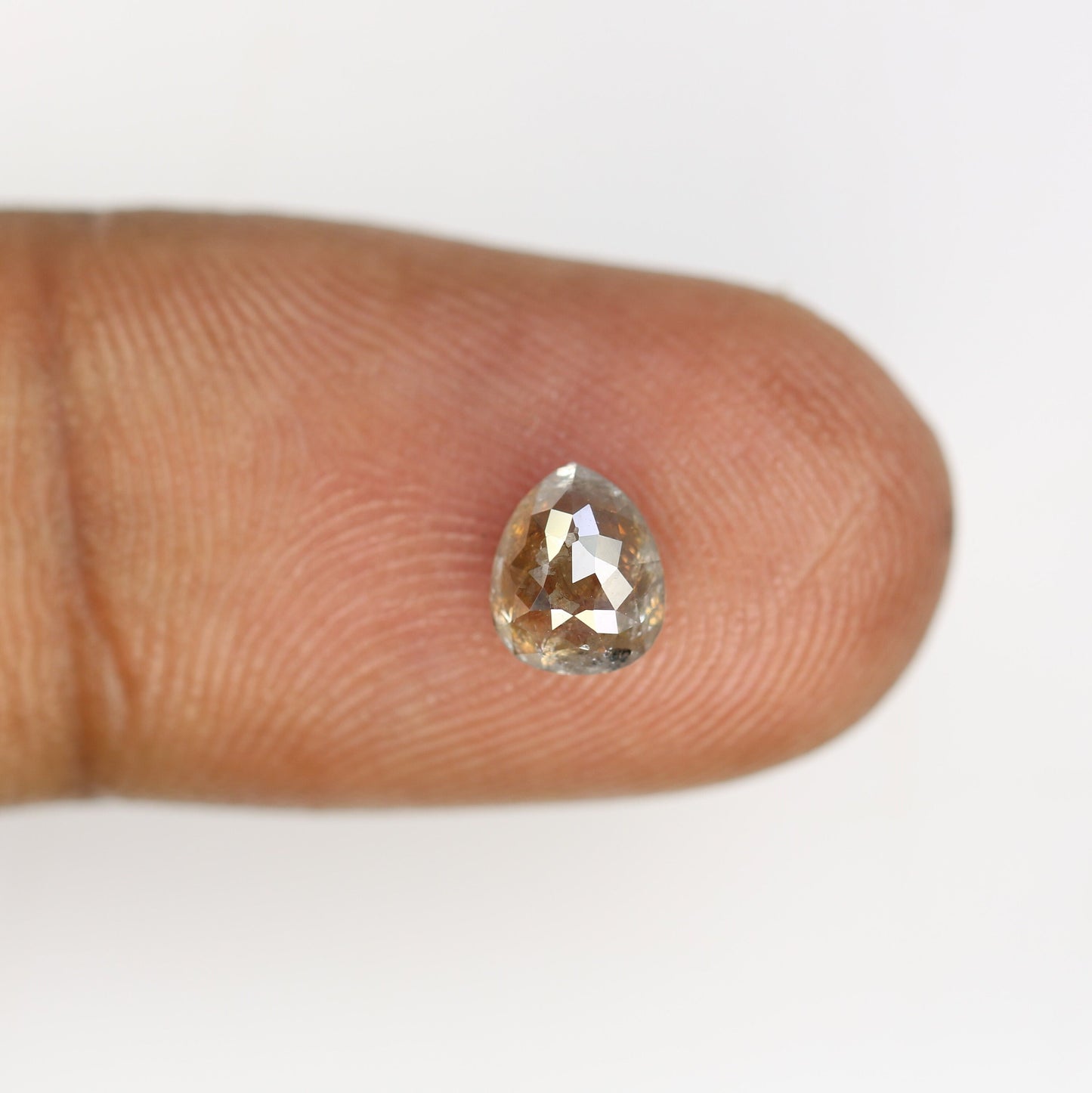 0.96 CT Rose Cut Pear Shape Salt and Pepper Diamond | Unique Gold Ring | Natural Diamond Jewelry