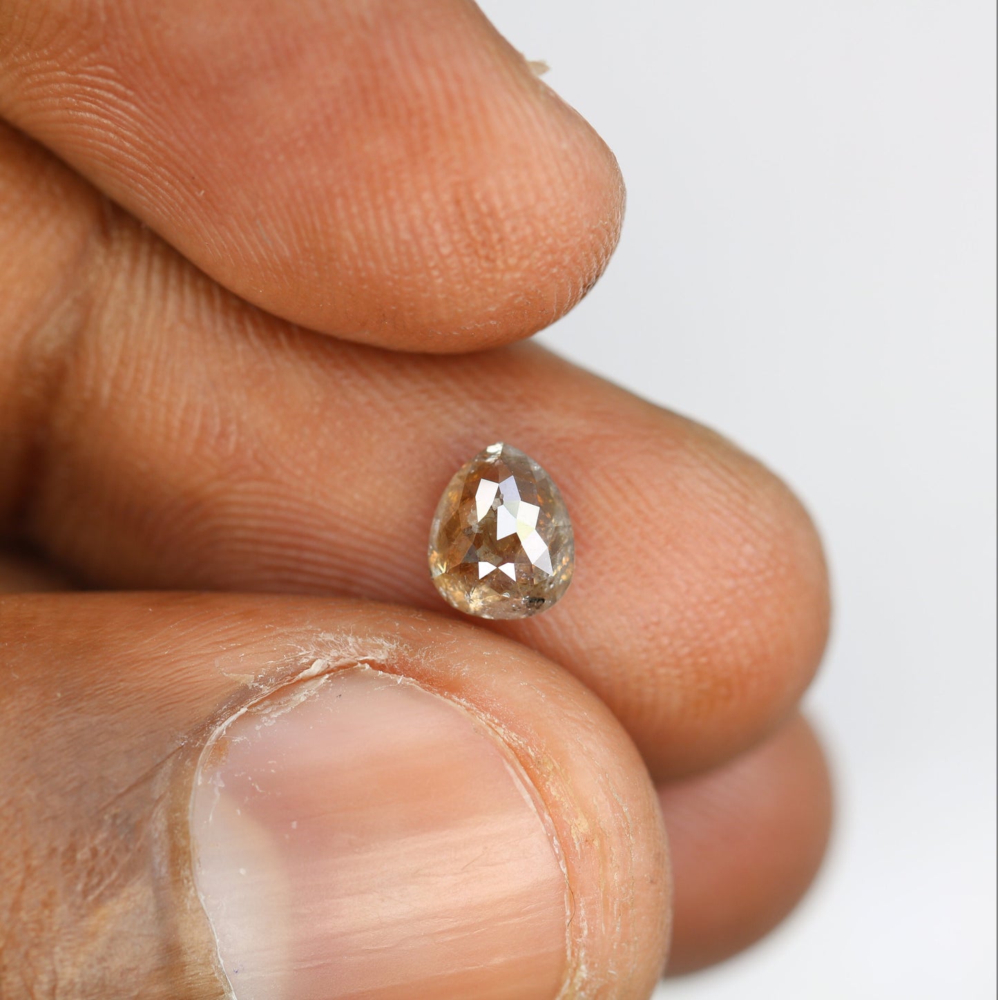 0.96 CT Rose Cut Pear Shape Salt and Pepper Diamond | Unique Gold Ring | Natural Diamond Jewelry