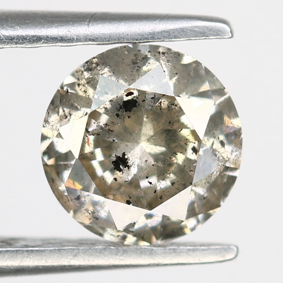 0.82 CT 6 mm Round Salt and Pepper Diamond for Gold Ring Settings