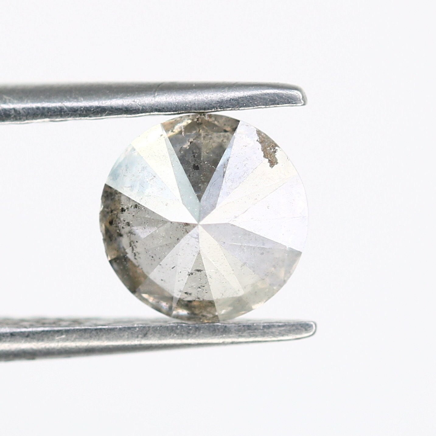 0.82 CT 6 mm Round Salt and Pepper Diamond for Gold Ring Settings
